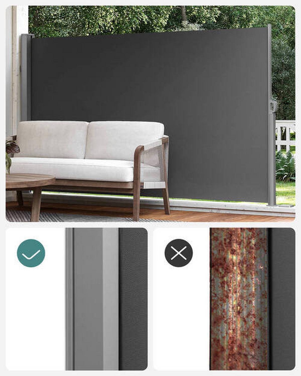 Rollbare Seitenmarkise Grau ca. 300x180cm - Dunkelgrau/Grau, Basics, Textil/Metall (300/180cm) - Modante