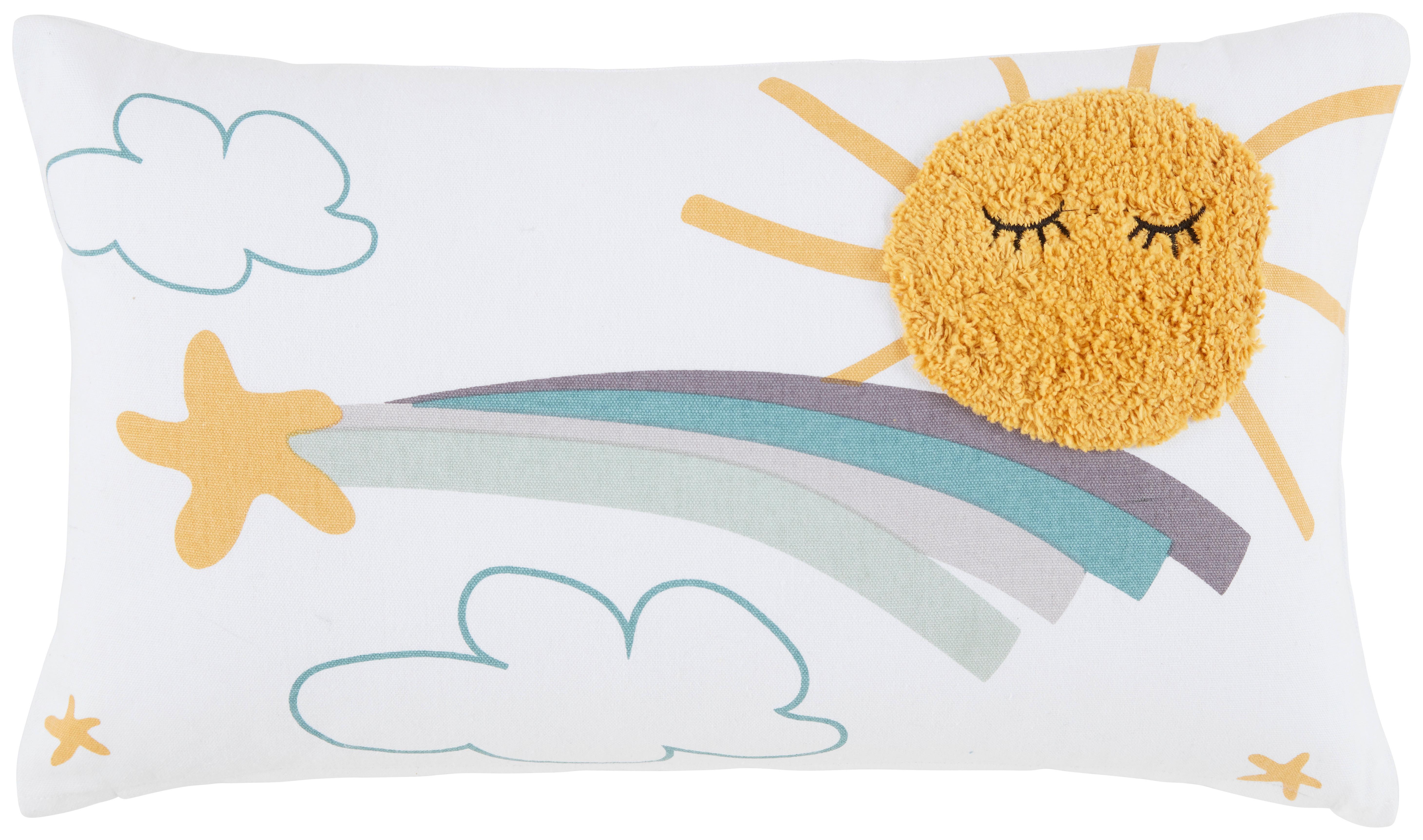 Zierkissen Sally in Multicolor ca. 30x50cm - Weiss/Jadegrün, Konventionell (30/50cm) - Modern Living