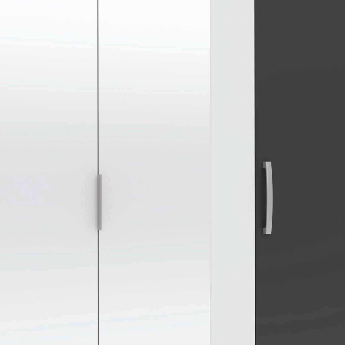 Drehtürenschrank Jan Anthrazit/Weiß - Chromfarben/Anthrazit, KONVENTIONELL, Glas/Holzwerkstoff (135/210/52cm) - Mömax