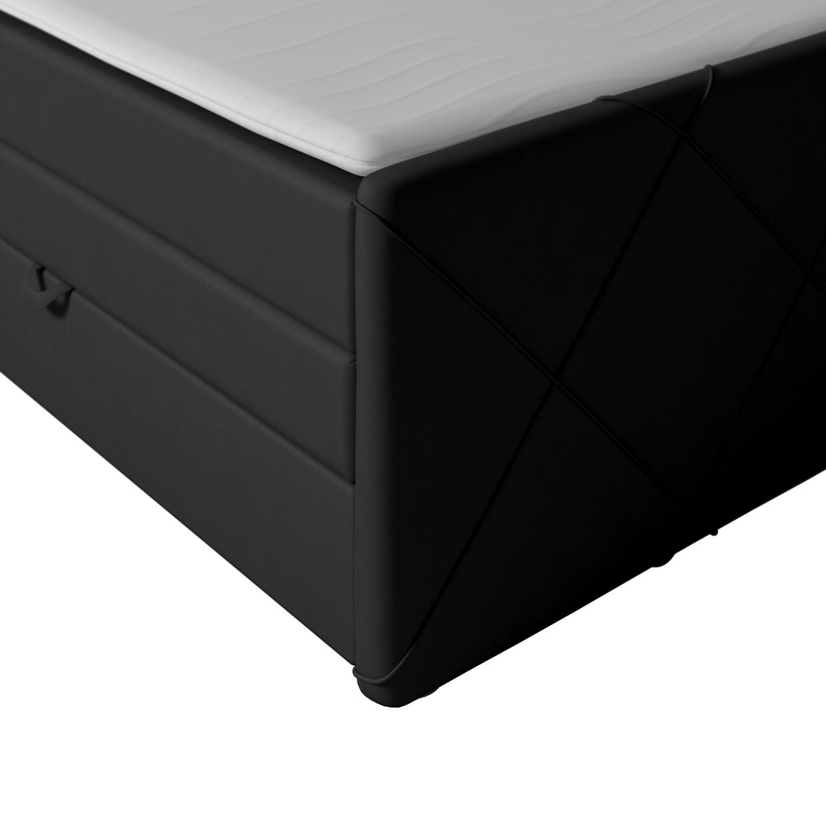 Boxspringbett Cordoba ca. 180x200 cm Schwarz - Schwarz, MODERN, Holz/Textil (180/200cm) - MID.YOU