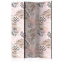 Paravan Pink Palm Leaves, 3-Delni, Dvostranski - pink/bela, Basics, tekstil/les (135/172/3cm) - artgeist