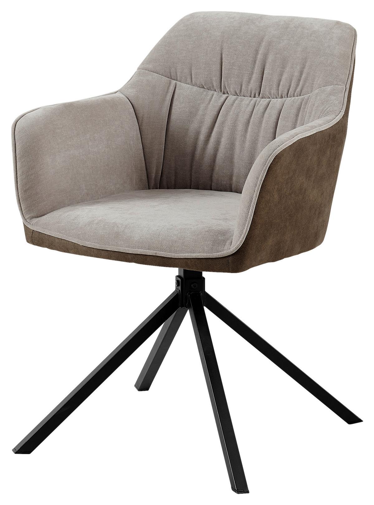 KRZESŁO Z PODŁOKIETNIKAMI PATTI - beżowy/czarny, Modern, metal/tkanina (58/81/60,5cm) - Mömax