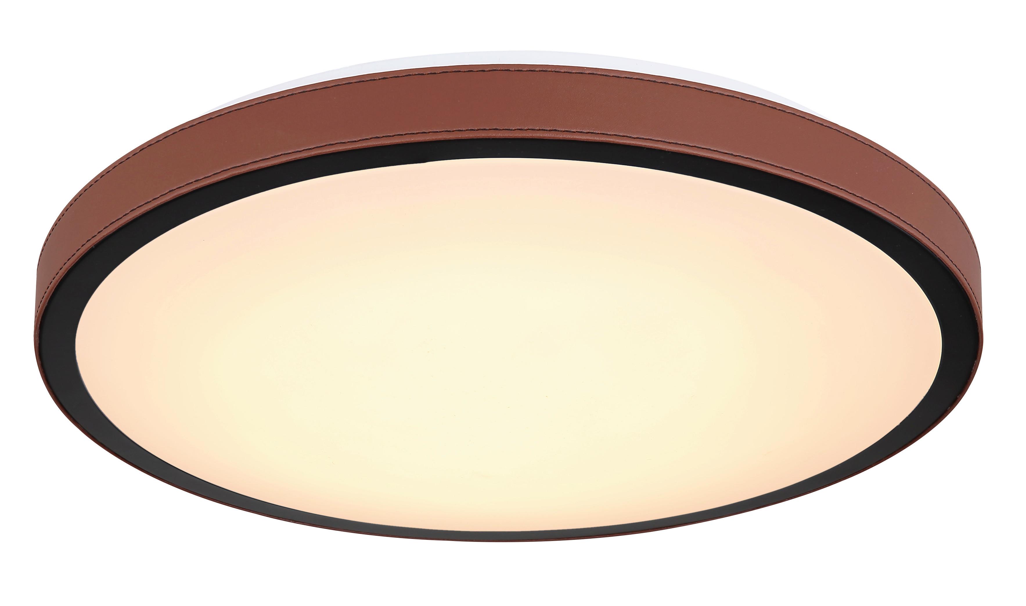 LED-Deckenleuchte Sammi max. 24 Watt - Dunkelbraun/Opal, KONVENTIONELL, Leder/Kunststoff (42/9,5cm) - Globo