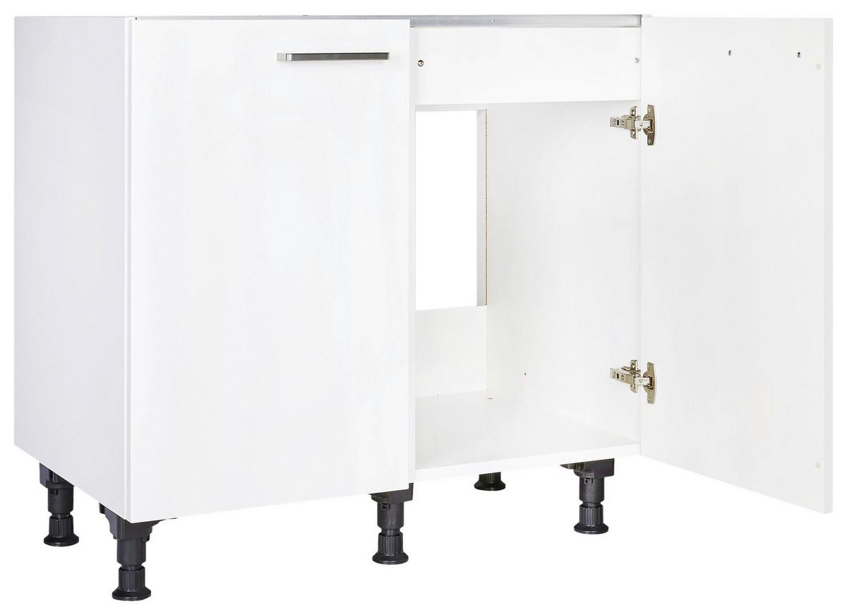 Spülenunterschrank Touch Weiß - Edelstahlfarben/Weiß, MODERN, Holzwerkstoff/Metall (90/87/56cm) - Nobilia