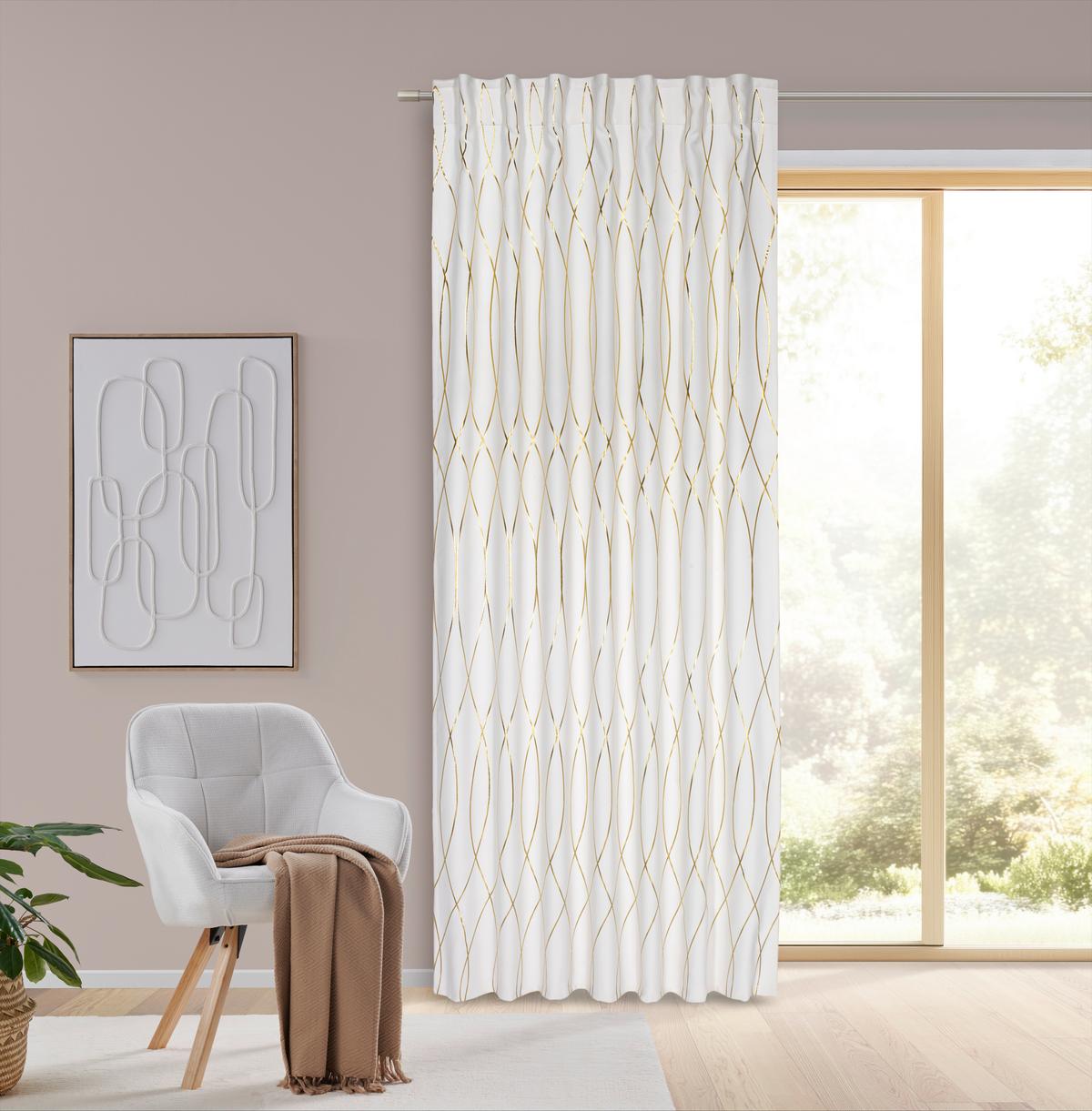 Verdunkelungsvorhang Glamour ca. 140x245cm - Goldfarben/Weiß, LIFESTYLE, Textil (140/245cm) - Modern Living