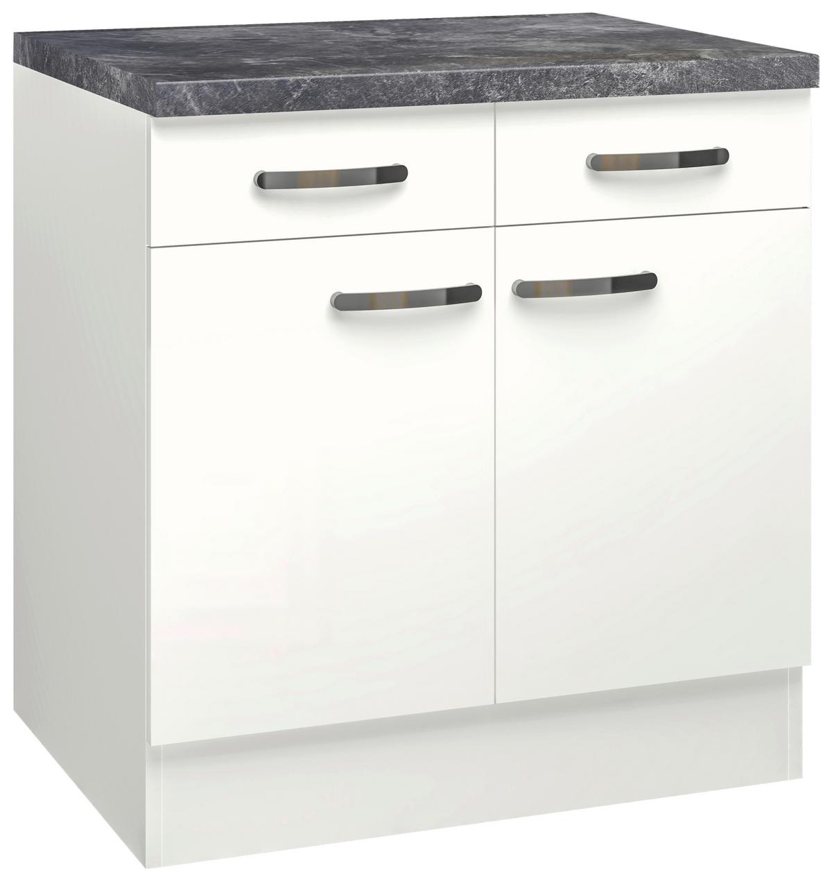 Kuhinjska Spodnja Omarica Alba, Bela, Š. 80 Cm - barve nerjavečega jekla/bela, Moderno, kovina/leseni material (80/86/60cm) - FlexWell
