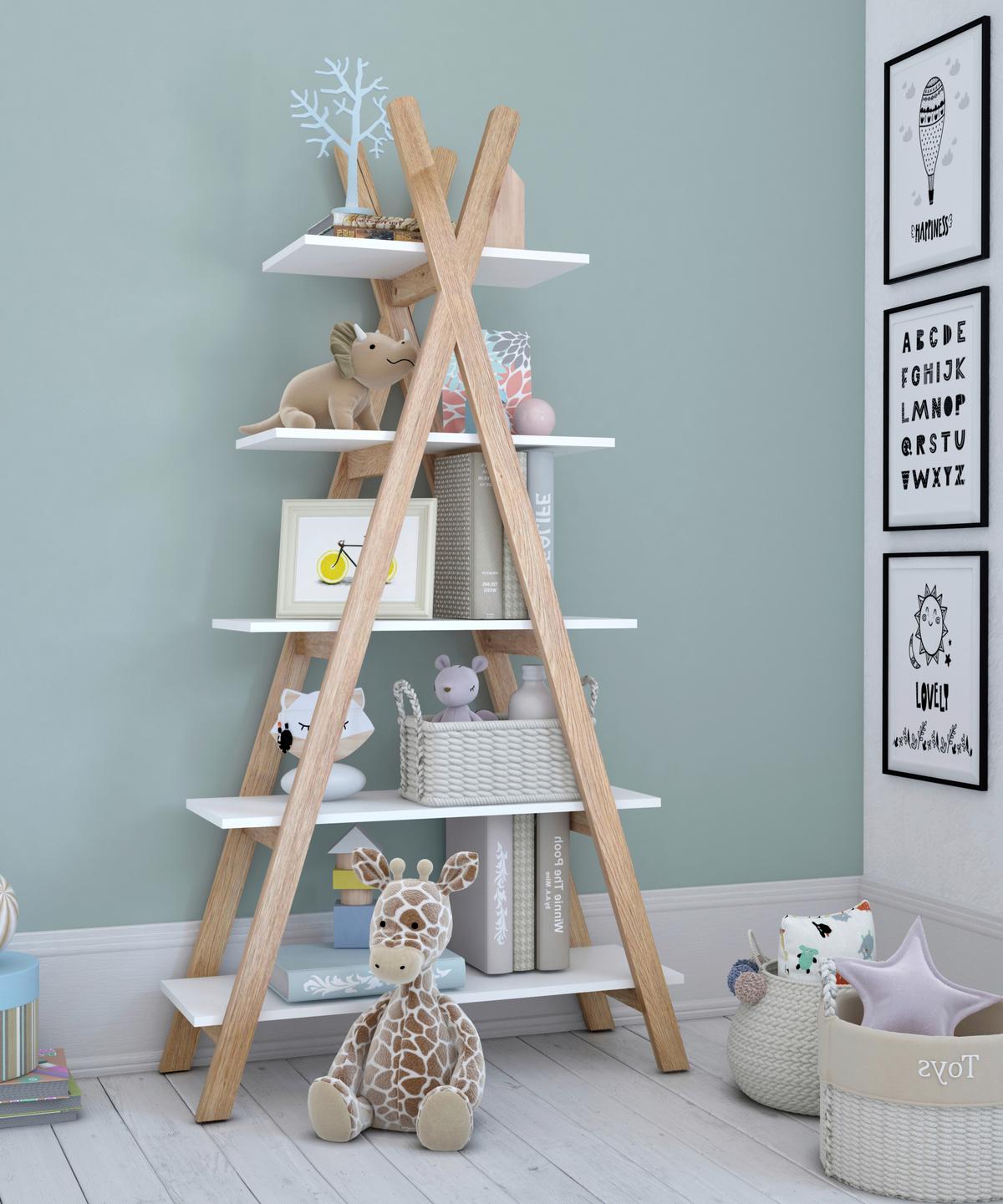 Regal Weiß/Naturfarben - Naturfarben/Weiß, Design, Holz/Holzwerkstoff (90/170/35cm) - Livetastic