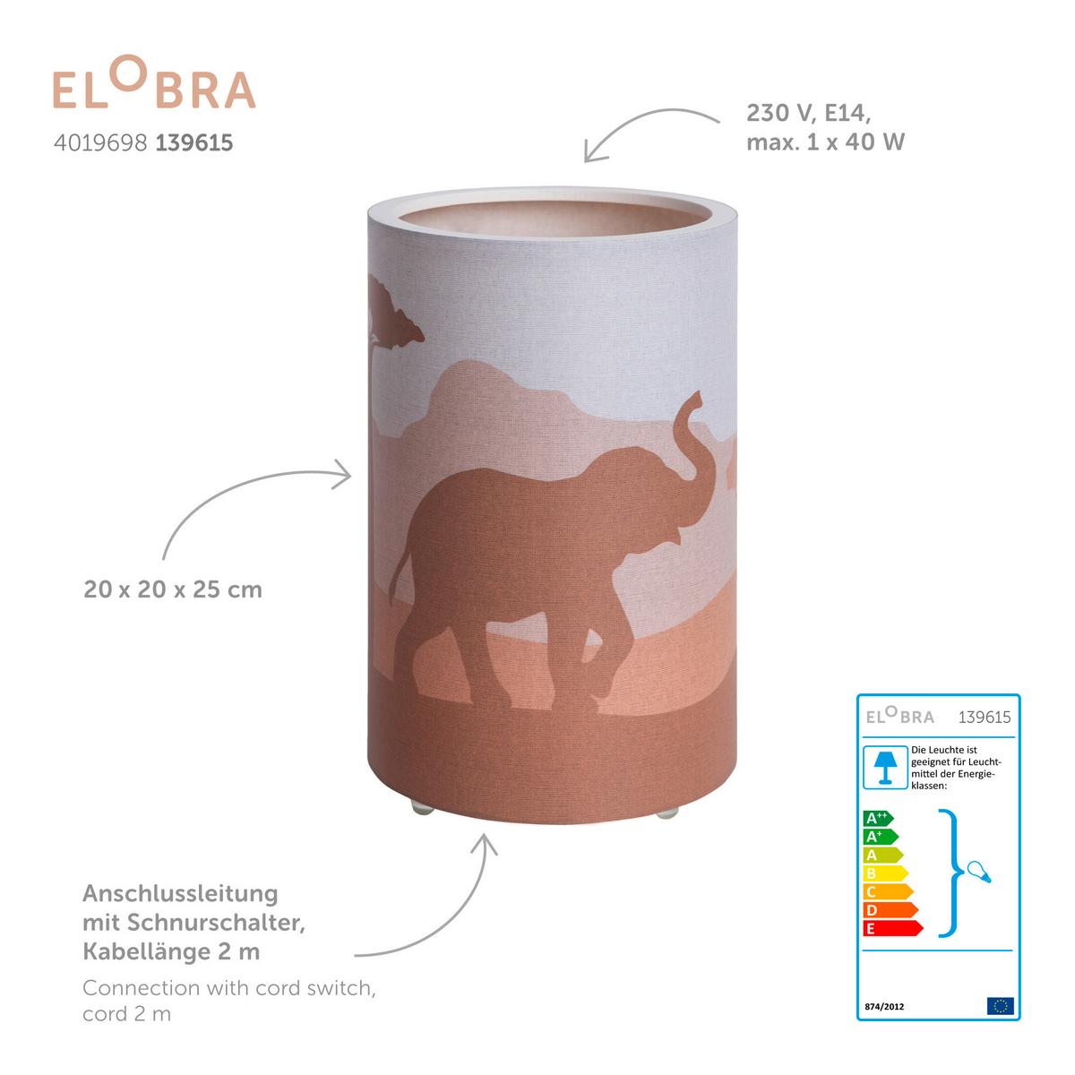 LAMPA STOŁOWA DZIECIĘCA 139615 - pomarańczowy, Basics, tworzywo sztuczne (20/25cm)