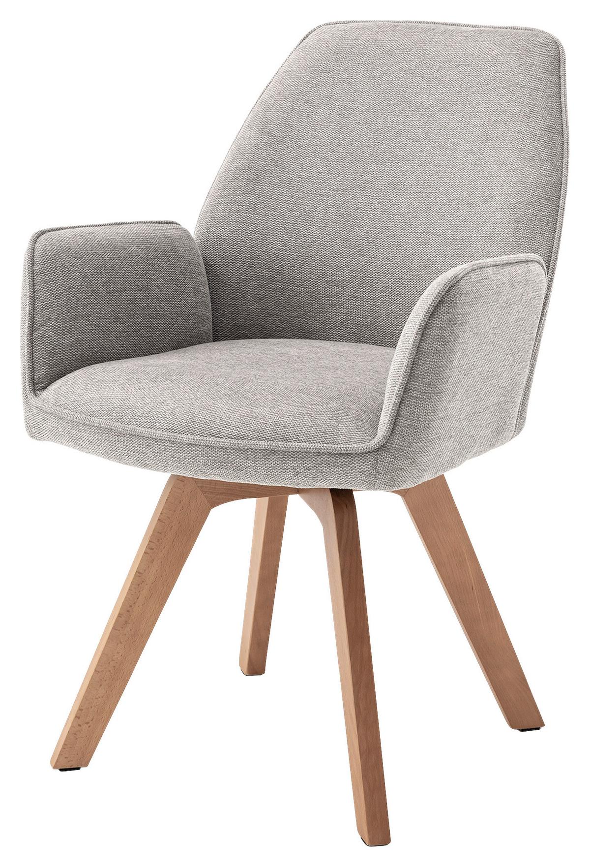 STUHL-SET TONY - Buchefarben/Hellgrau, MODERN, Holz/Textil (57/89/61cm) - MID.YOU