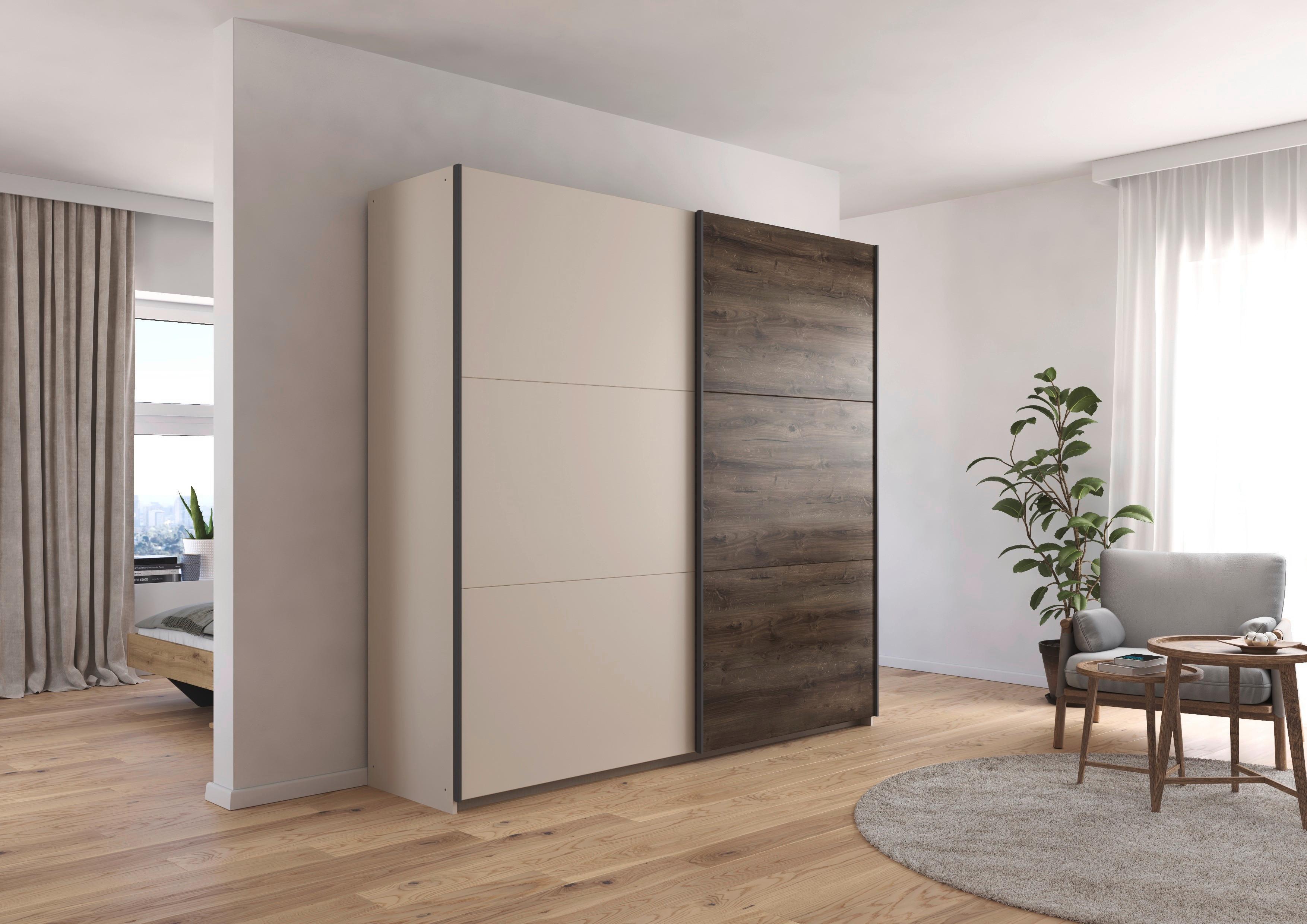 DULAP USI CULISANTE SAJO - stejar închis la culoare/șampanie, Trend, material pe bază de lemn (218/210/59cm) - Premium Living