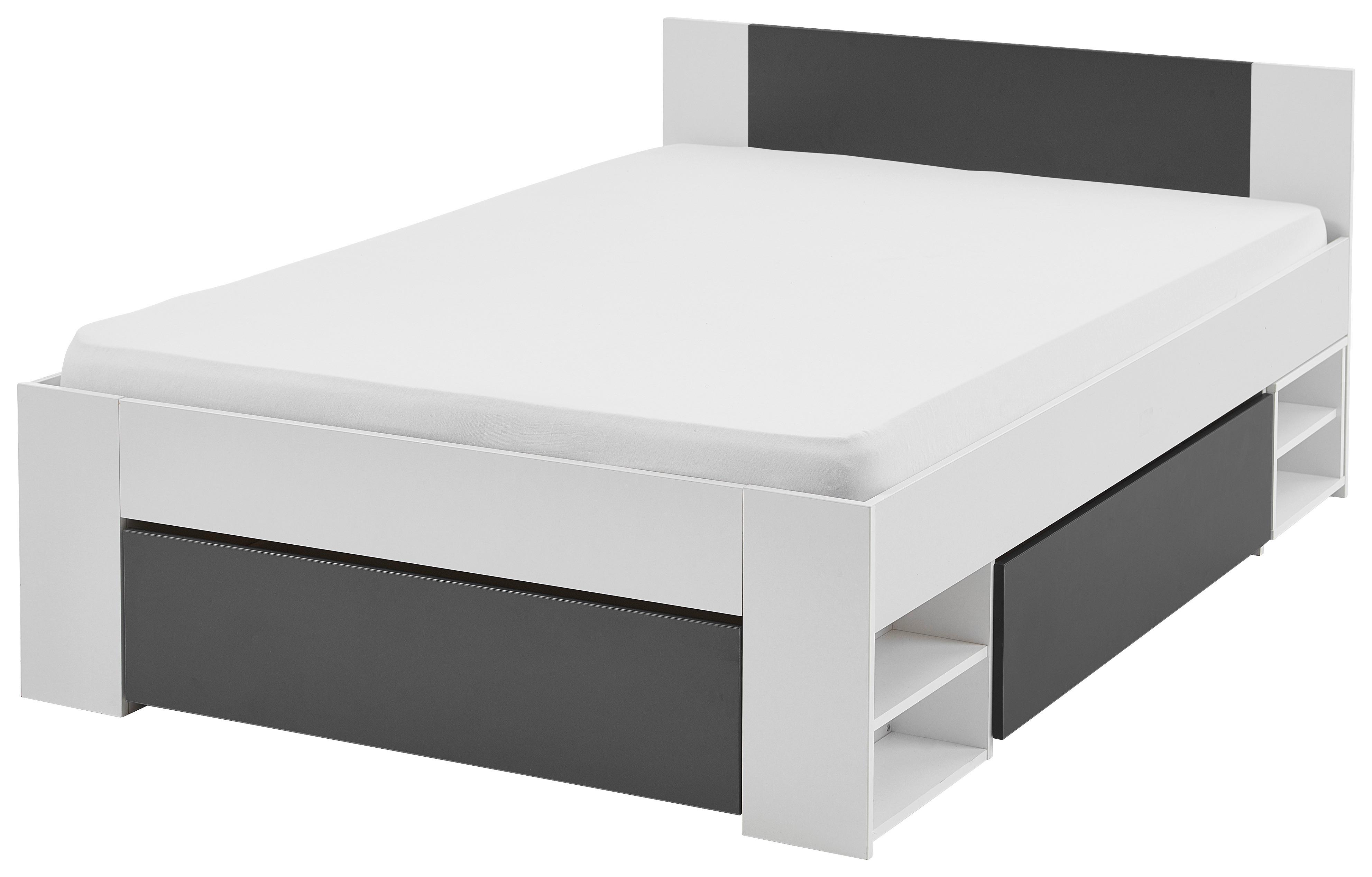 Bett Bett Azurro 2-120 Weiß/Anthrazit - Anthrazit/Weiß, MODERN, Holzwerkstoff (120/200cm) - Mömax
