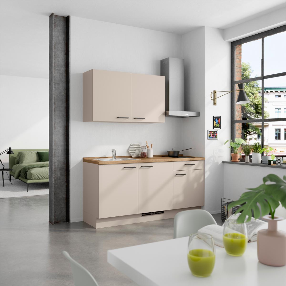 Küchenleerblock Easytouch Low o. Geräte Sandfarben - Sandfarben/Eichefarben, MODERN, Holzwerkstoff/Metall (180cm) - Nobilia