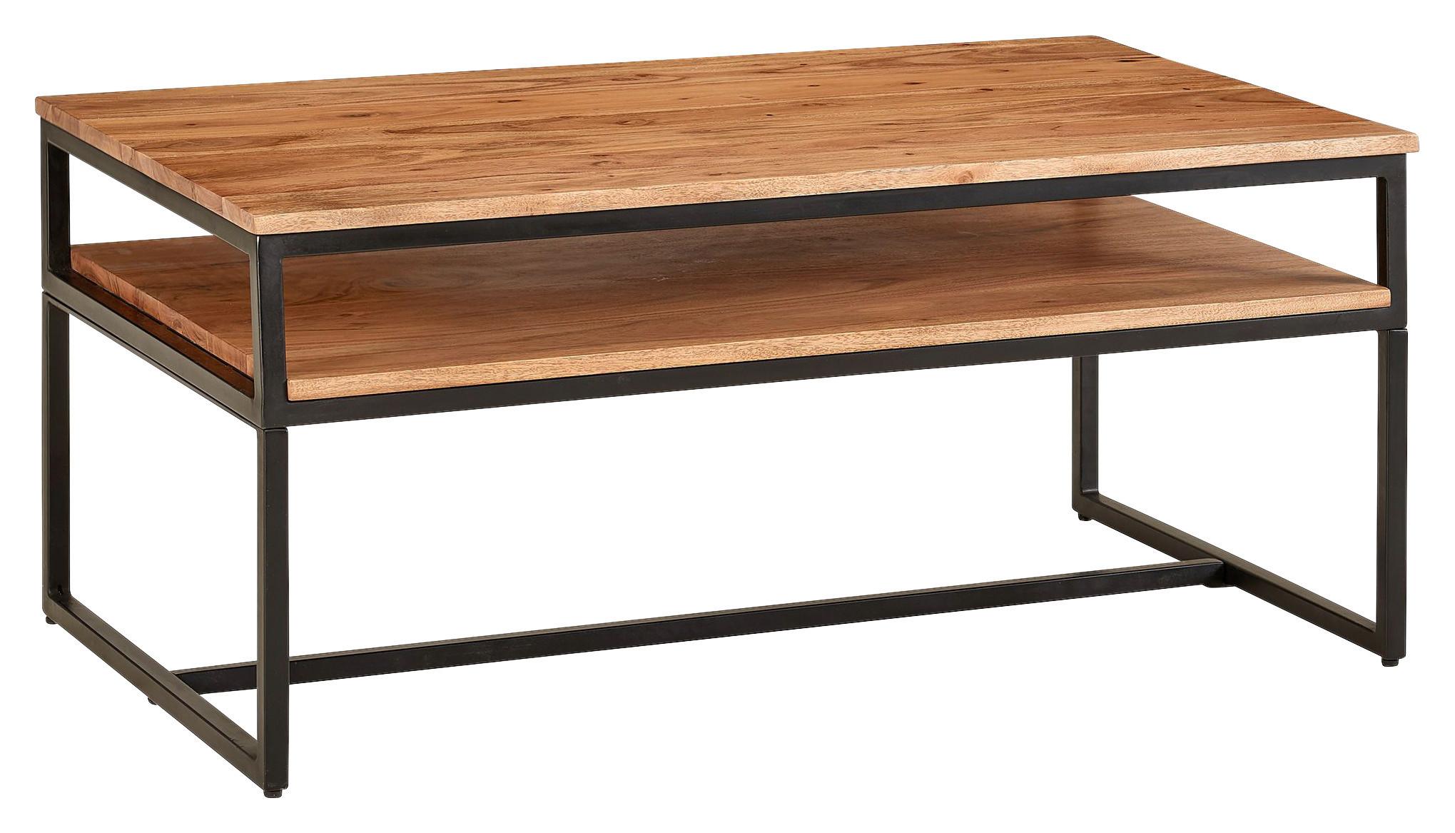 Klubska Miza Wl6.365 - črna/barve akacije, Moderno, kovina/les (100/60/45cm) - MID.YOU