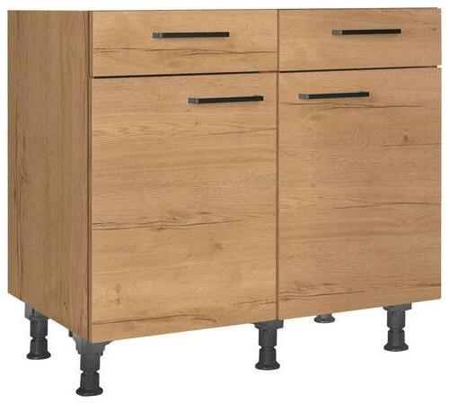 Schubkastenunterschrank Structura Eiche - Eichefarben/Schwarz, MODERN, Holzwerkstoff/Metall (90/87/56cm) - Nobilia
