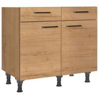 Schubkastenunterschrank Structura Eiche - Eichefarben/Schwarz, MODERN, Holzwerkstoff/Metall (90/87/56cm) - Nobilia