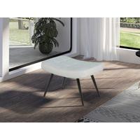 Hocker Uta Elfenbein Bouclé - Elfenbein/Schwarz, Basics, Textil/Metall (60cm) - MID.YOU