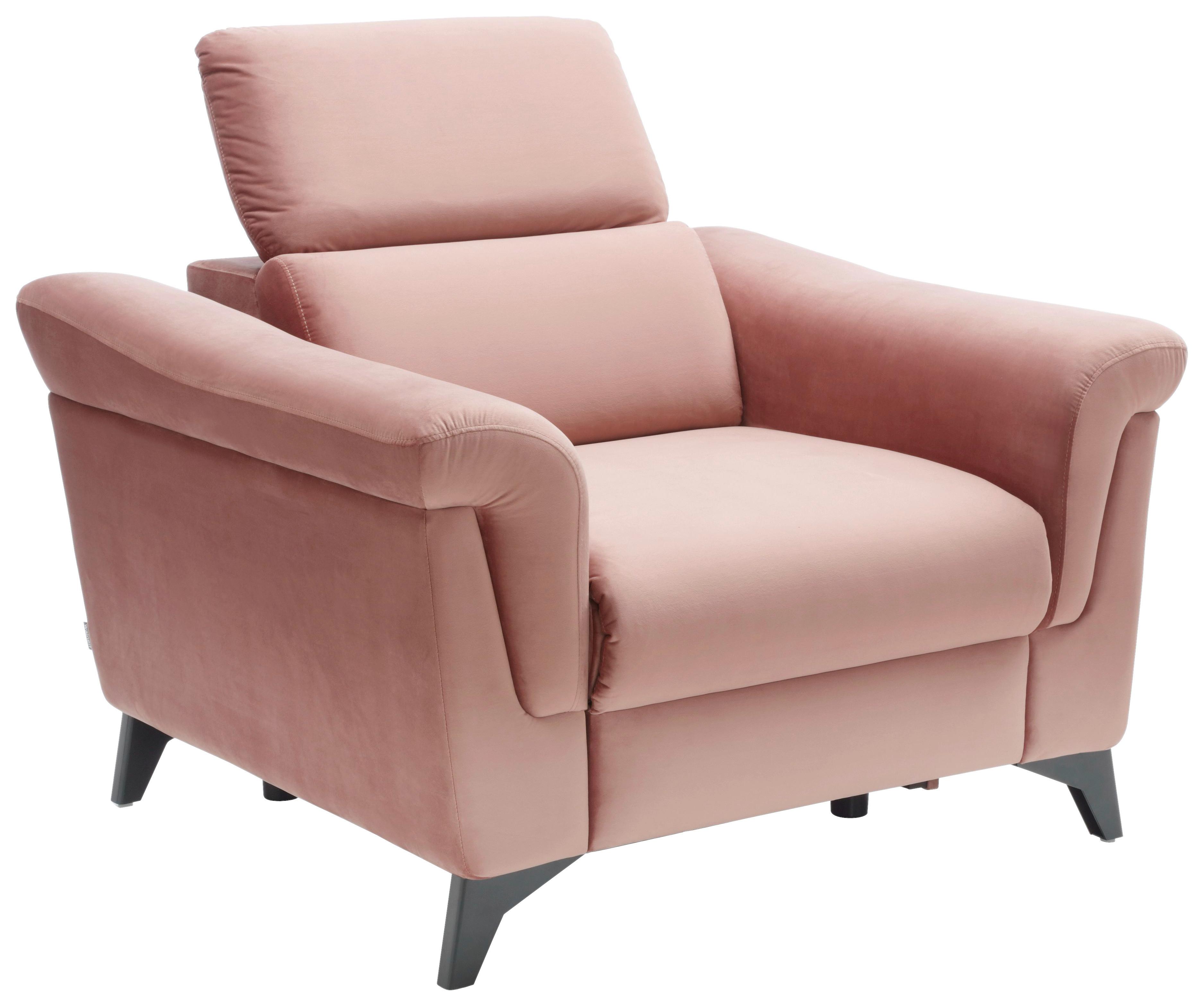 Fotelja Hampton - pink/crna, Modern, tekstil/drvo (112/100/109cm) - Premium Living