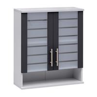 Hängeschrank Niko Anthrazit/Silber - Edelstahlfarben/Anthrazit, MODERN, Glas/Holzwerkstoff (59,8/70,8/20,5cm) - MID.YOU