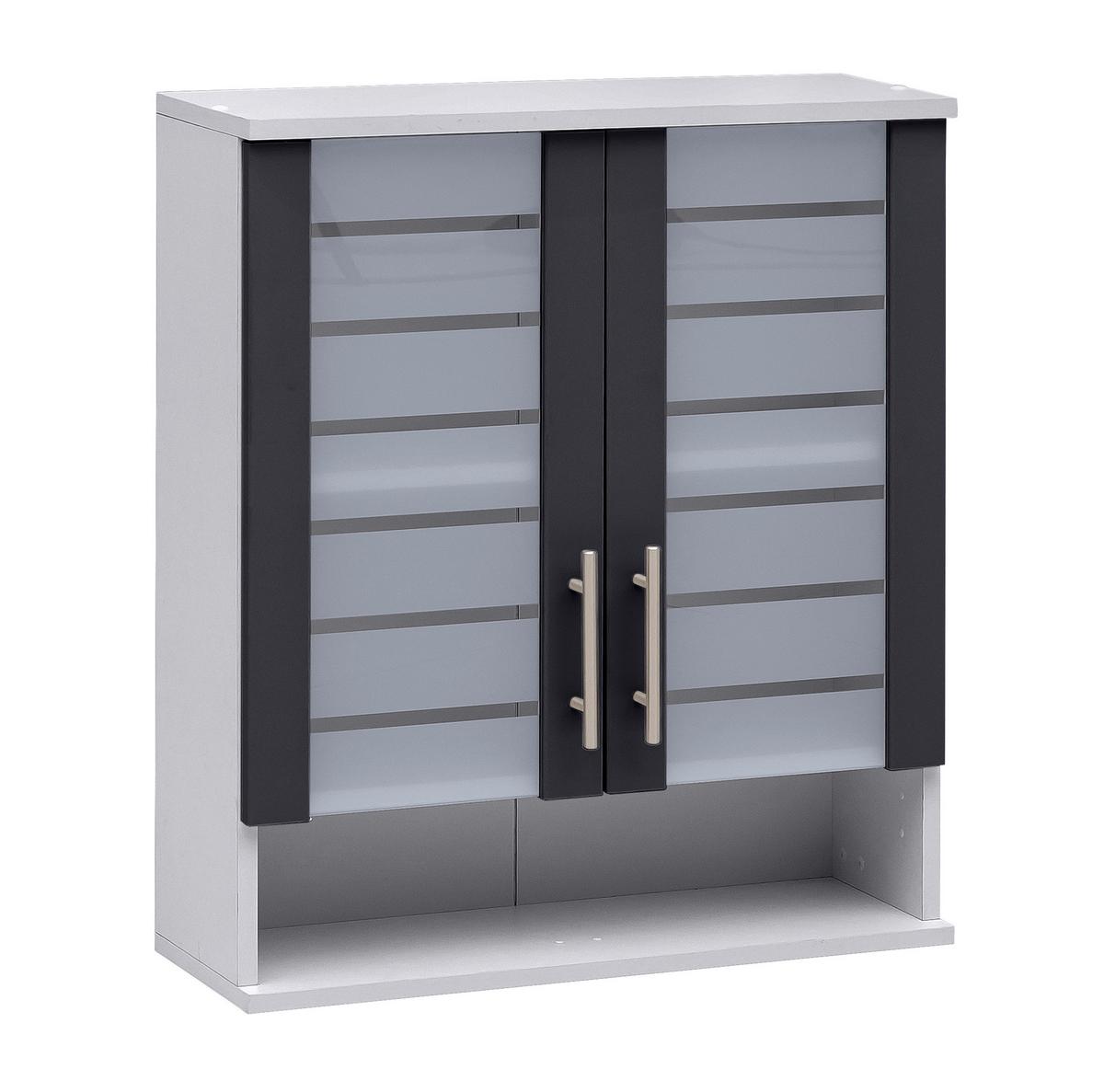 Hängeschrank Niko Anthrazit/Silber - Edelstahlfarben/Anthrazit, MODERN, Glas/Holzwerkstoff (59,8/70,8/20,5cm) - MID.YOU