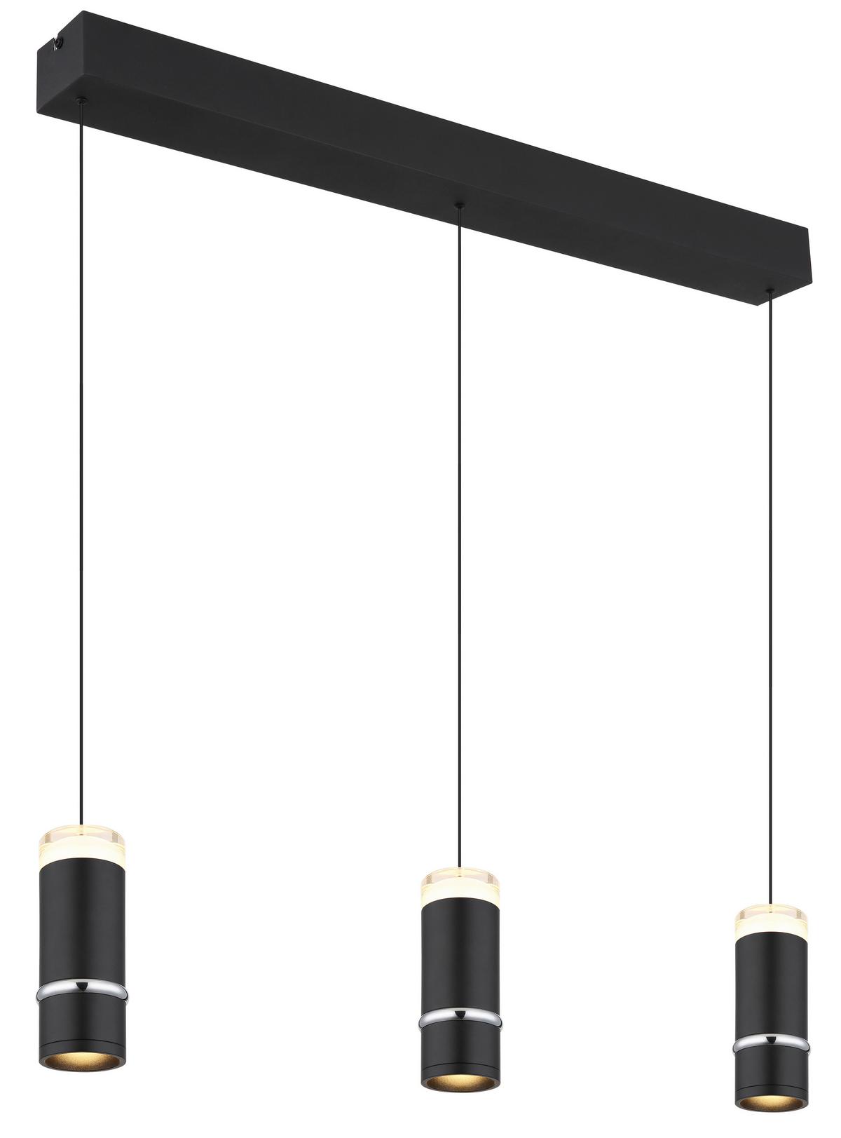 LED-HÄNGELEUCHTE 15699-3 ALVARADO - Schwarz, Design, Kunststoff/Metall (73/6,5/180cm) - Globo