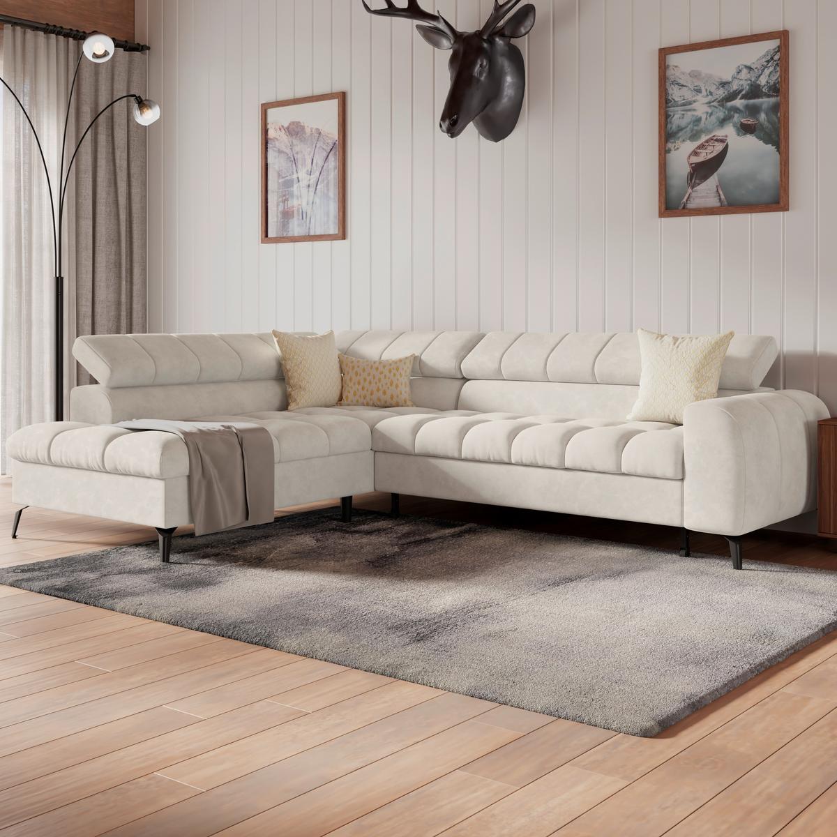 Kutna Garnitura Volf - crna/krem, Trend, tekstil/metal (203/261cm)