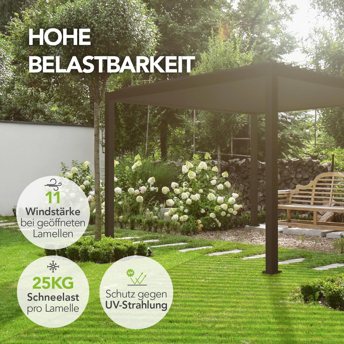 Pavillon Deluxe ca. 400x255x300 cm Anthrazit - Basics (400/255/300cm) - Gardenson