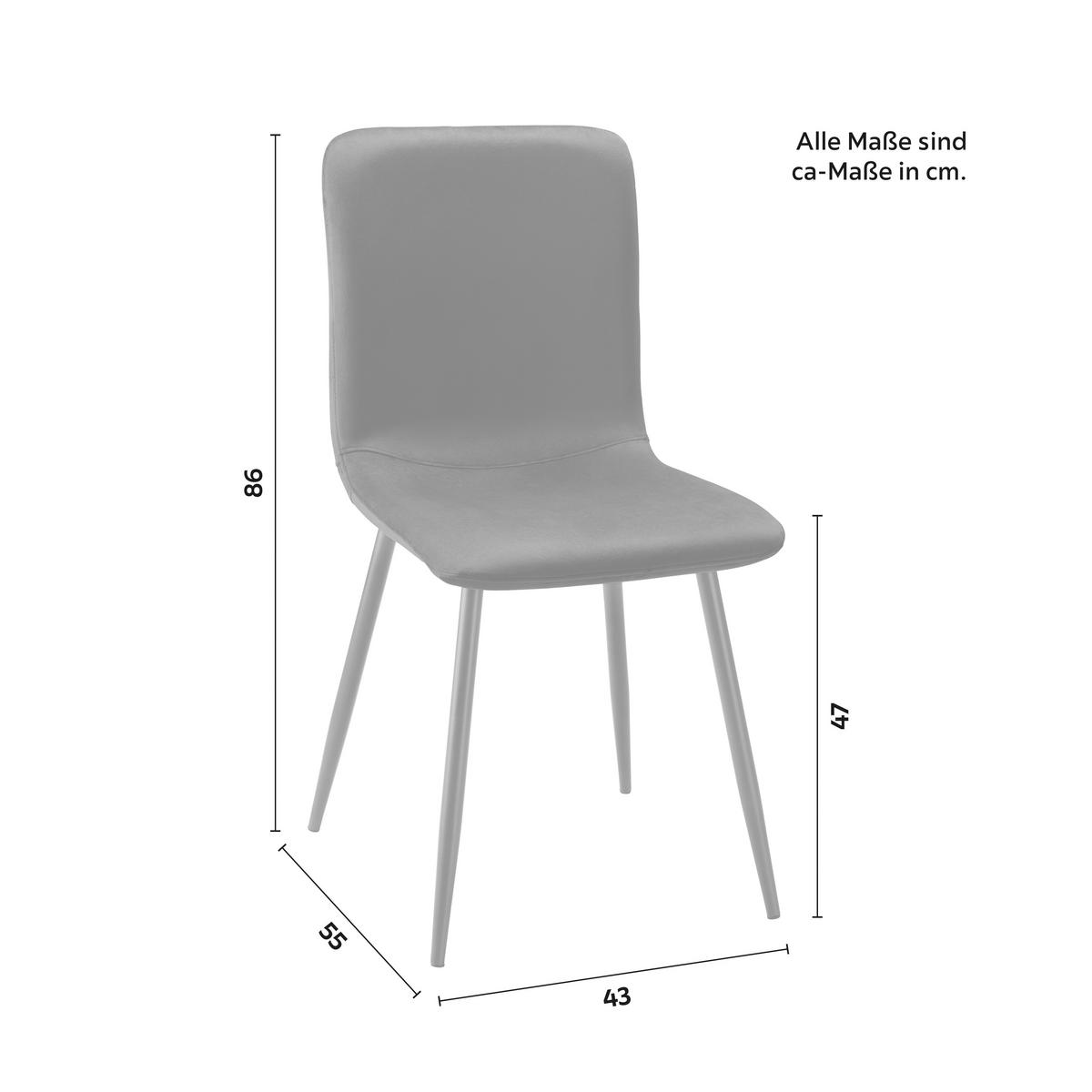 Stuhl Elif Schwarz Samt Gepolstert - Dunkelgrau/Schwarz, MODERN, Holz/Textil (43/86/55cm) - Bessagi Home