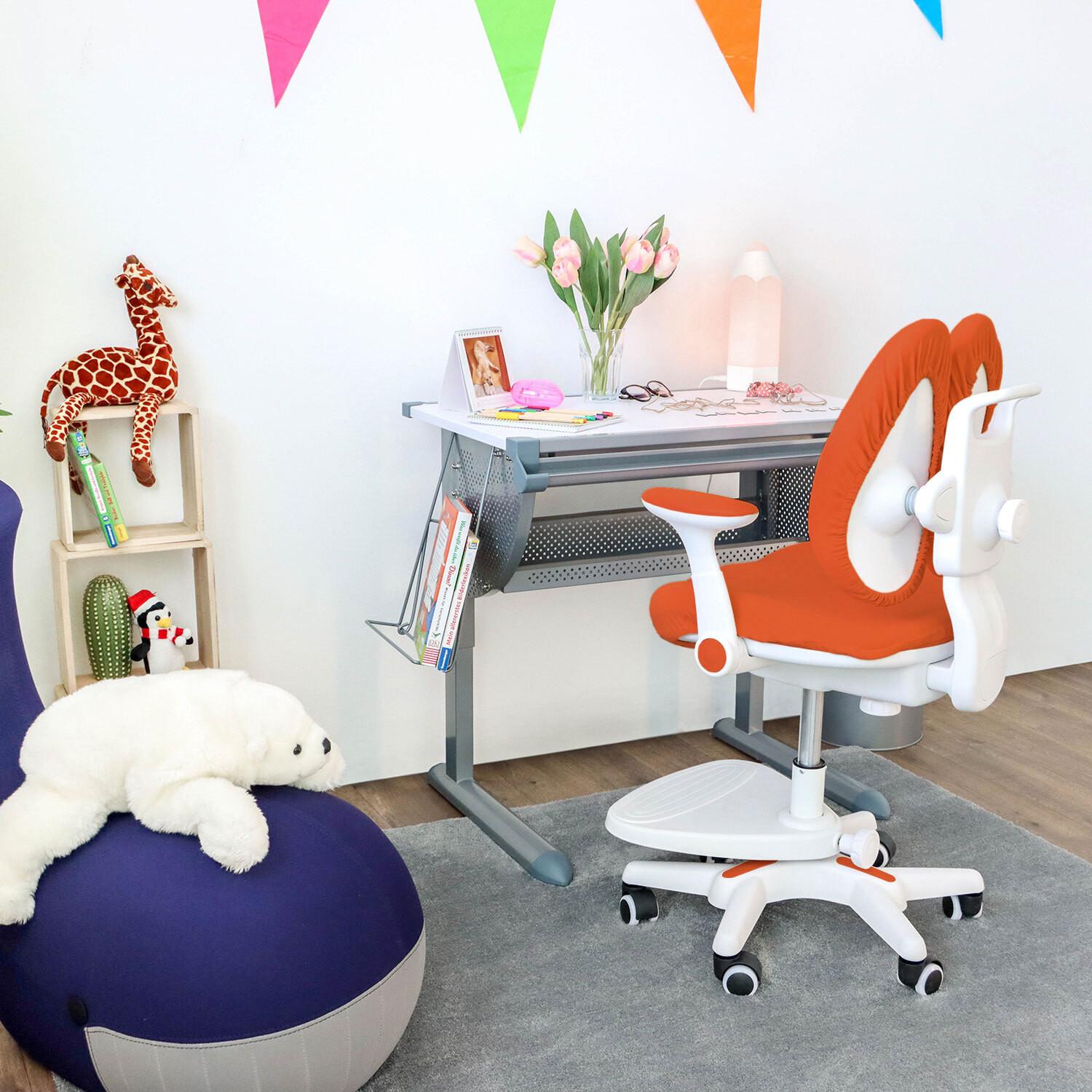 Jugenddrehstuhl Kid Wing ca.56x88x52cm Orange,Weiß - Orange/Weiß, MODERN, Kunststoff/Textil (56/88/52cm) - MID.YOU