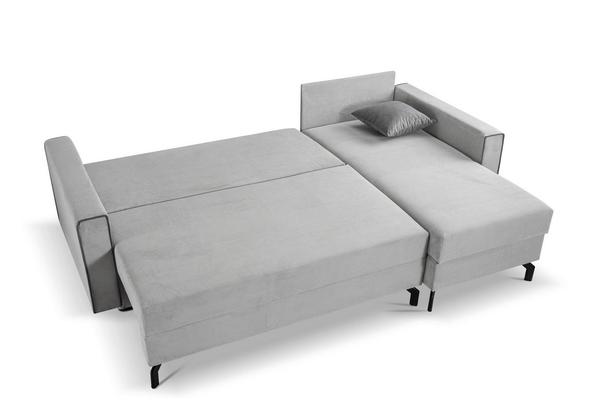 Ecksofa Marti Hellgrau mit Schlaffunktion - Hellgrau/Schwarz, Basics, Holz/Textil (230/148cm) - MID.YOU