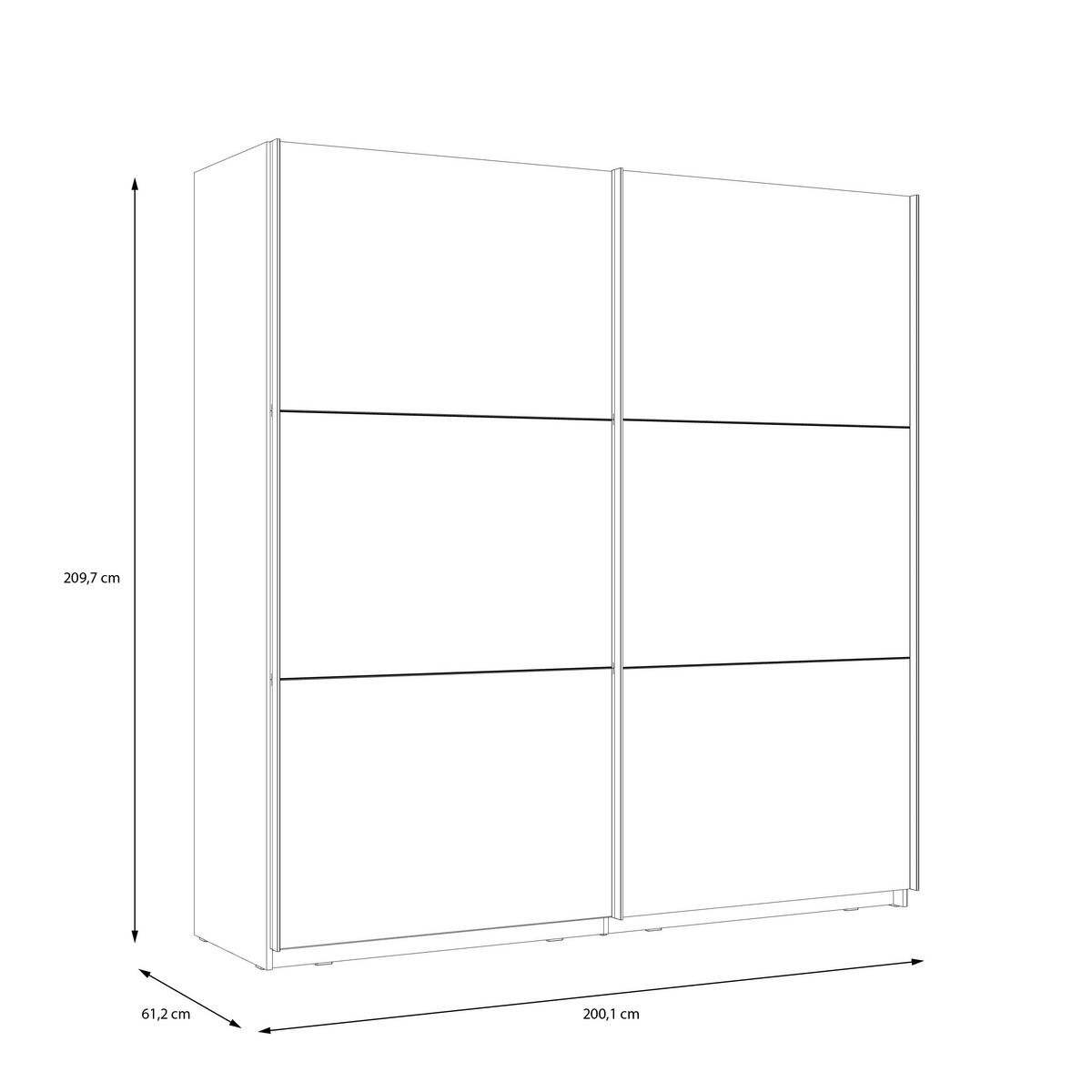 SZAFA PRZESUWNA/PODWIESZ.DRZWI LEADER - biały wysoki połysk/biały, Design, materiał drewnopochodny/metal (200,1/209,7/61,2cm) - home24