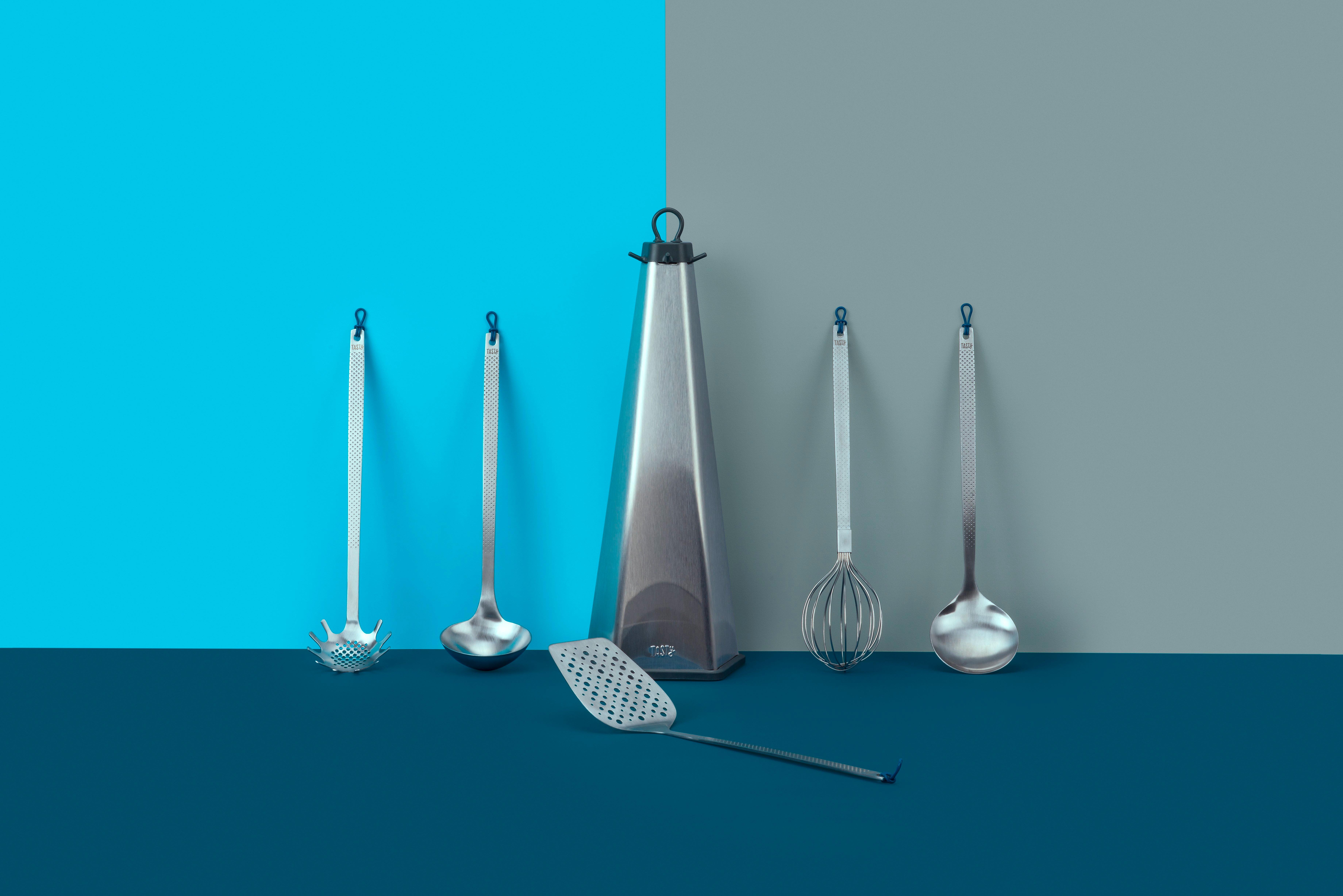 ZESTAW PRZYBORÓW KUCHENNYCH 678951 - kolor srebrny/niebieski, Basics, metal (40/18/14cm) - Fackelmann