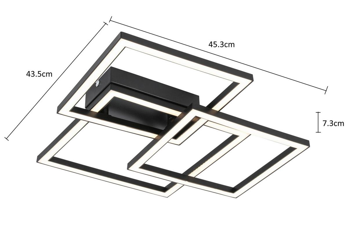 LED Mennyezeti Lámpa Timre - fekete, Modern, műanyag/fém (45,3/43,5/7,3cm) - Mömax