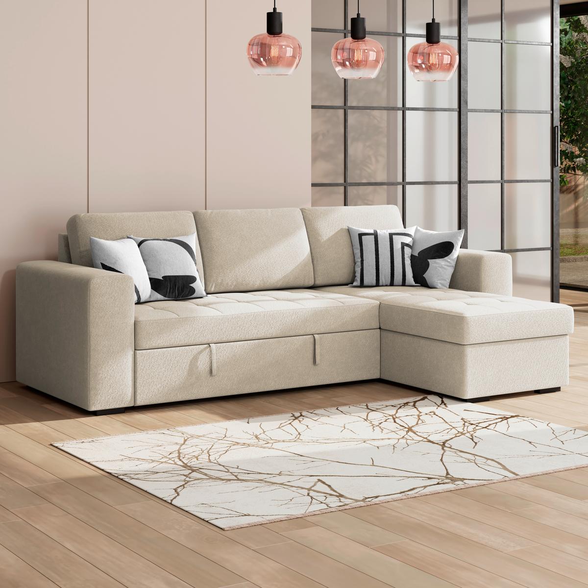 Kutna Garnitura Jan - boje pijeska, Trend, tekstil (247/155cm)