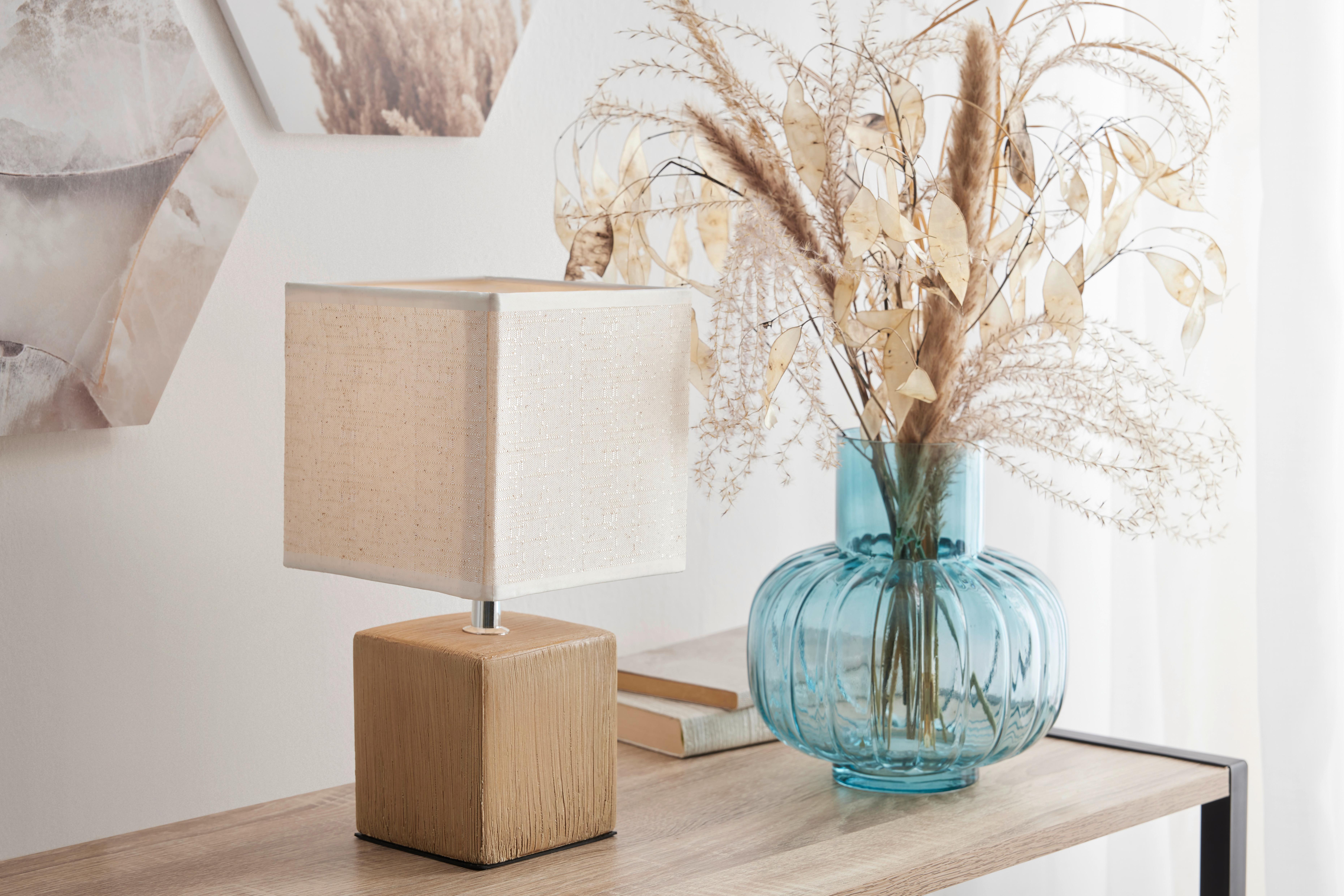 BORDSLAMPA WANDA - beige/mörkbrun, Modern, textil/keramik (15,5/28,5cm) - Mömax
