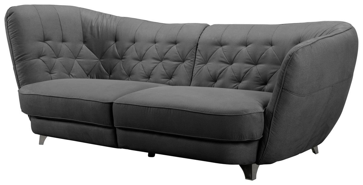 Megasofa "Retro" , anthrazit - Chromfarben/Anthrazit, MODERN, Textil/Metall (256/98/115cm) - MID.YOU