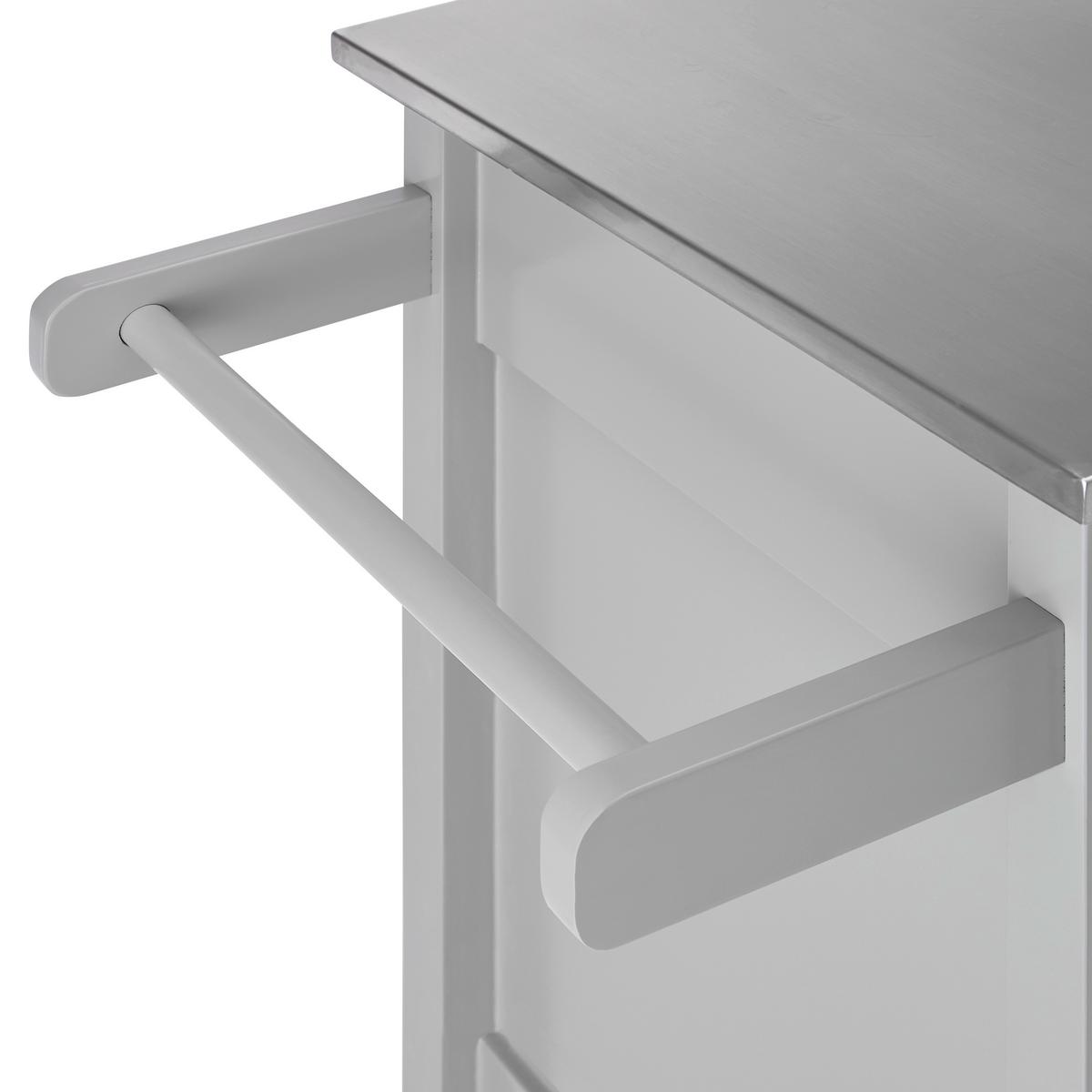 Rollwagen Hendrik Grau Echtholz/MDF - Edelstahlfarben/Hellgrau, MODERN, Holz/Metall (65/91,5/45cm) - Bessagi Home