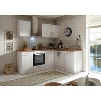 Eckküche Anton Landhaus ohne Geräte ca. 220x172cm Weiß - Wildeiche/Edelstahlfarben, Basics, Holzwerkstoff/Metall (220/172cm) - Respekta