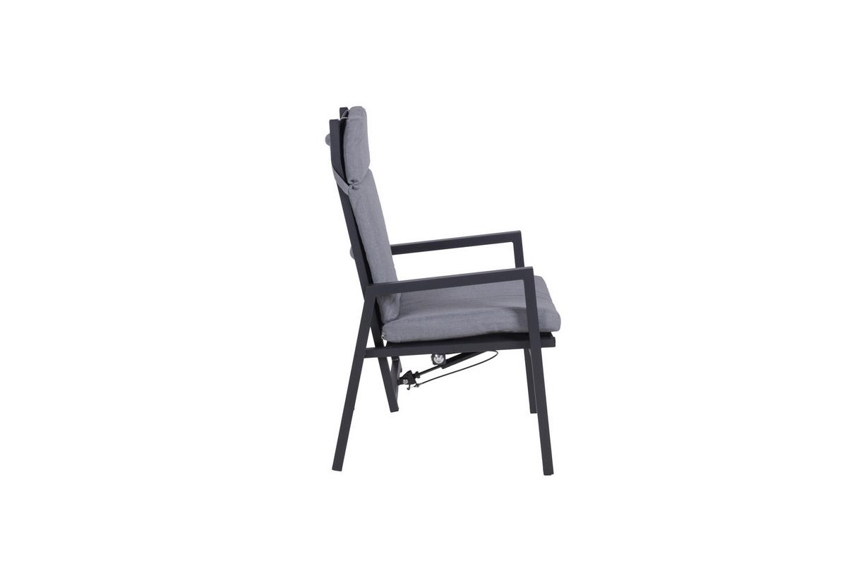 Gartenstuhl Sintra Grau/Schwarz m. Relaxfunktion - Schwarz/Grau, Basics, Kunststoff/Textil (55/103/65cm) - Gardenson