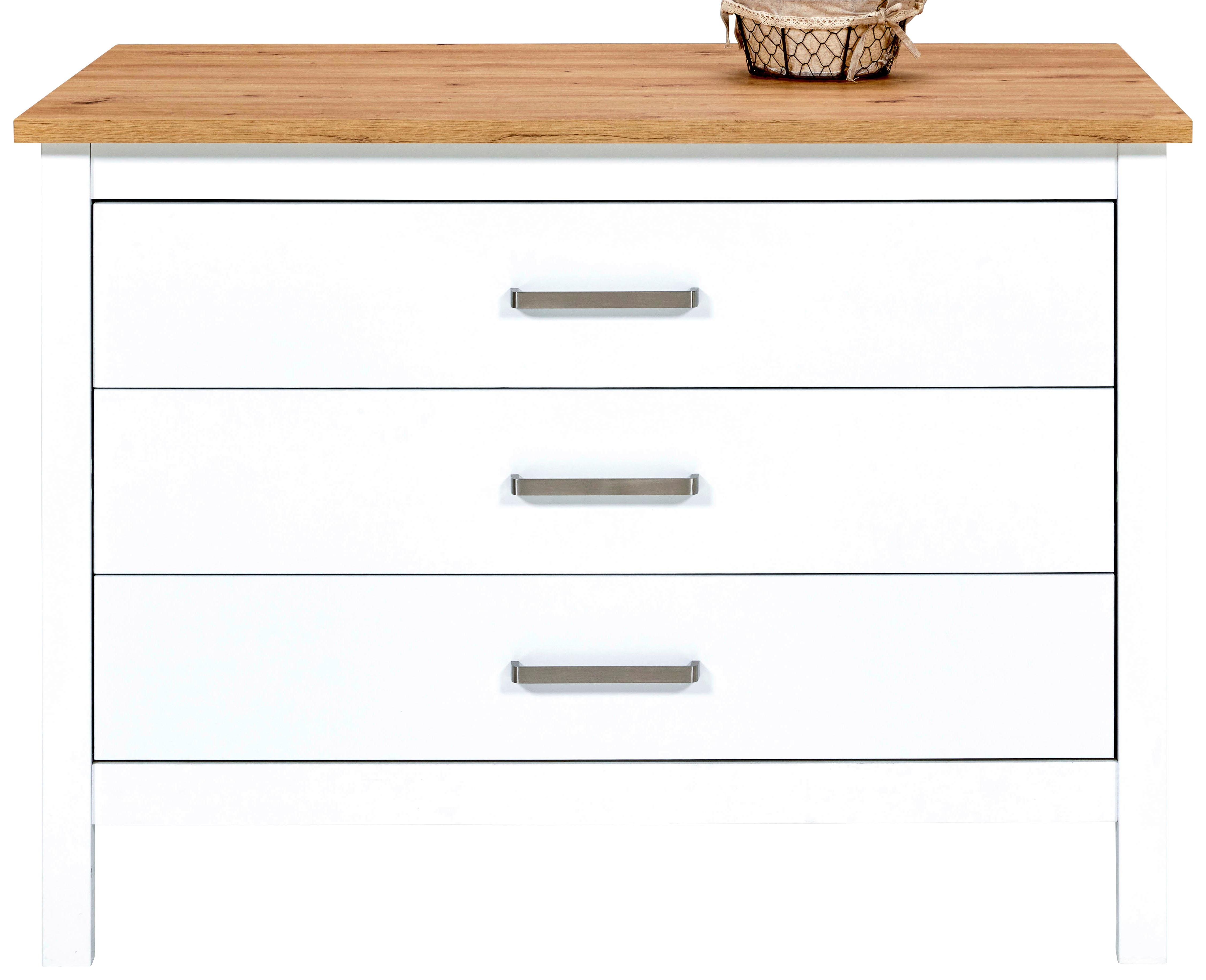 Kücheninsel Sicilia Weiß/Eiche Artisan - Silberfarben/Weiß, MODERN, Holzwerkstoff/Metall (124/91/75cm) - Mömax