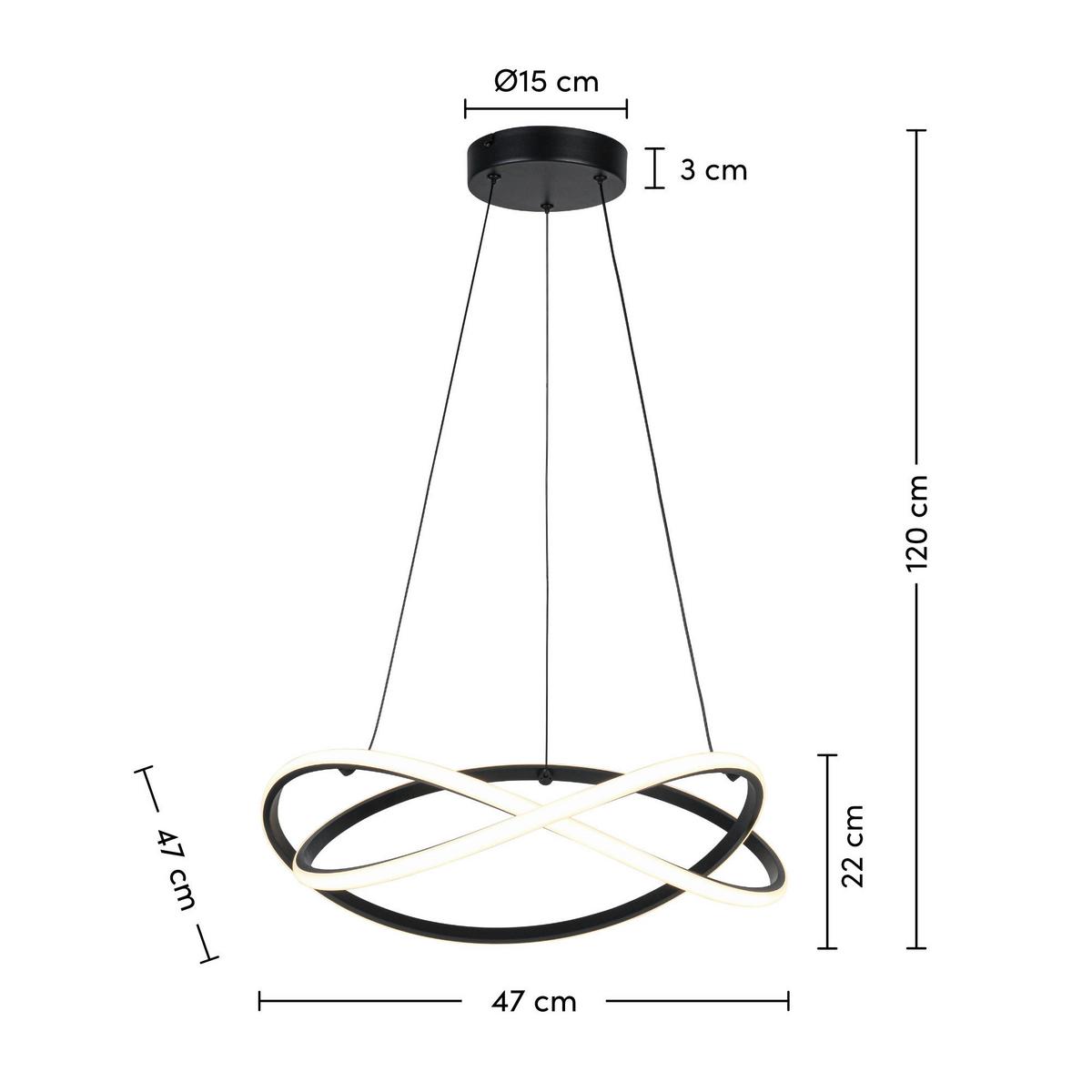 LAMPA WISZĄCA TESSA - czarny/biały, Trend, tworzywo sztuczne/metal (47/120cm) - Collet's Monde