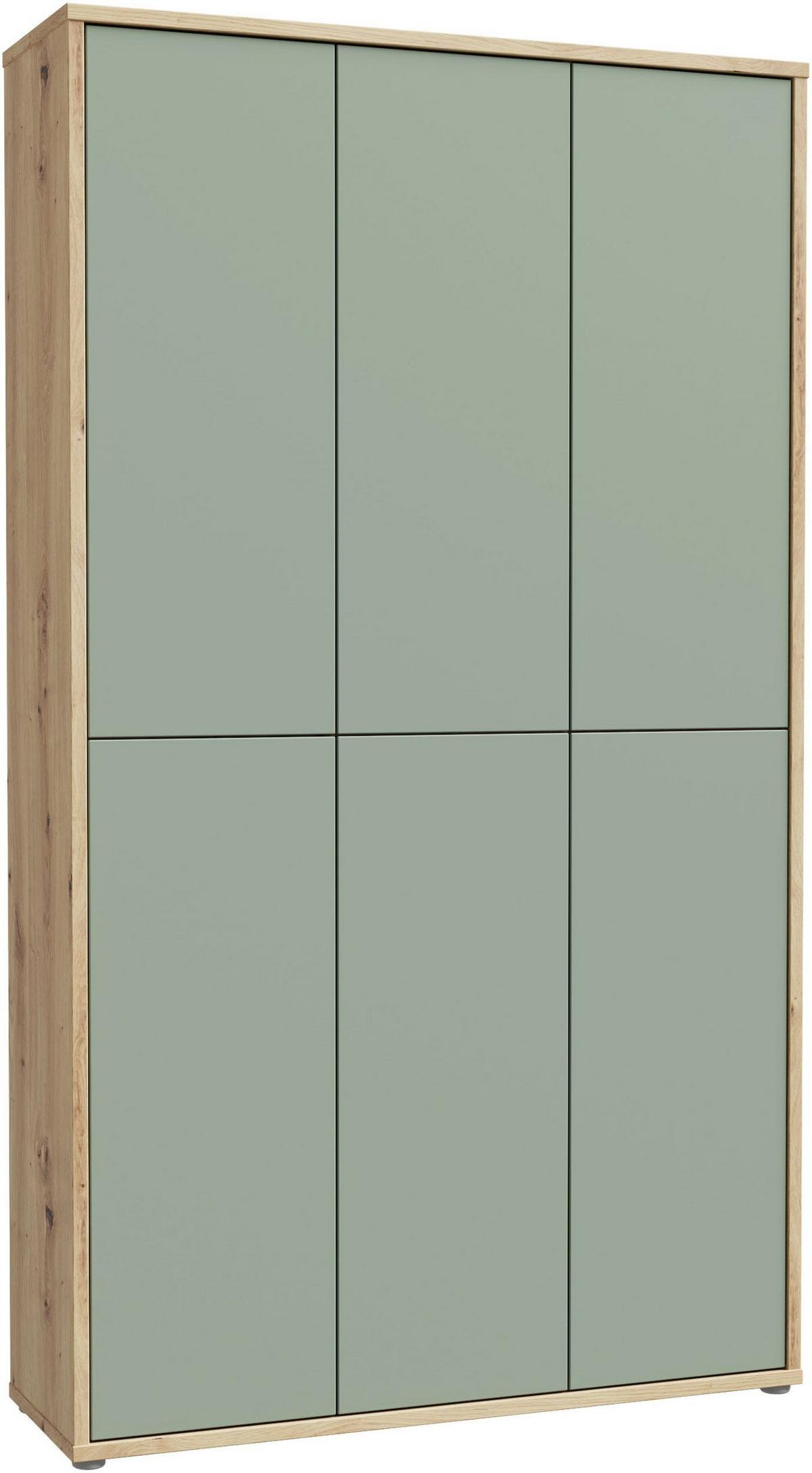 Dulap pentru pantofi ALICE - verde salvie/stejar Artisan, Modern, material pe bază de lemn (109,2/191,9/34,9cm) - Modern Living