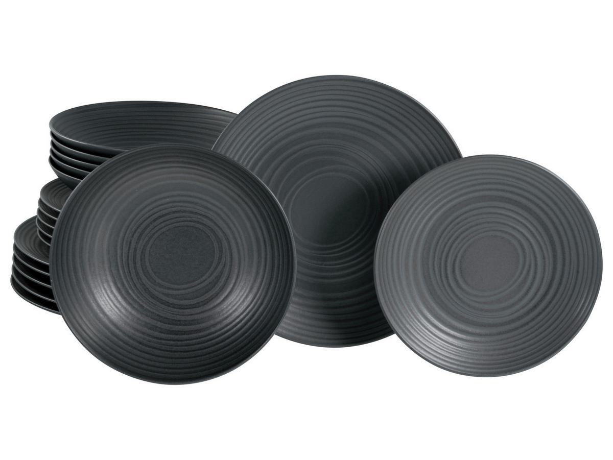 Jedilni Servis Lava Stone Black, 18-Delni - črna, Design, keramika - Creatable