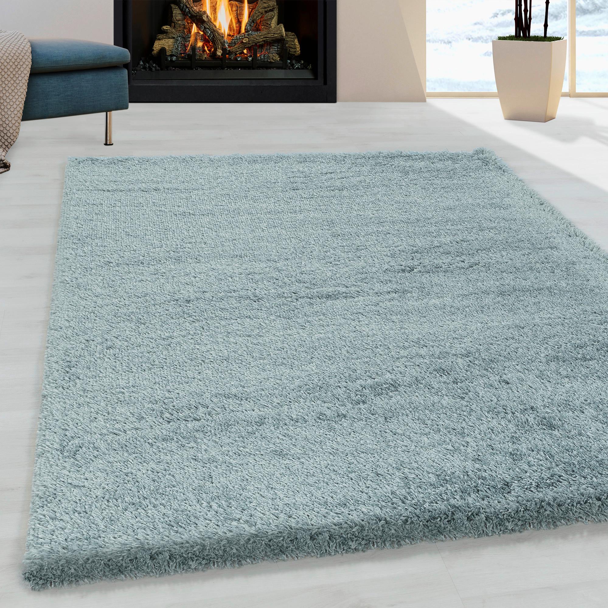 Hochflorteppich Fluffy Blau ca. 140x200cm - Blau, Basics, Textil (140/200cm)
