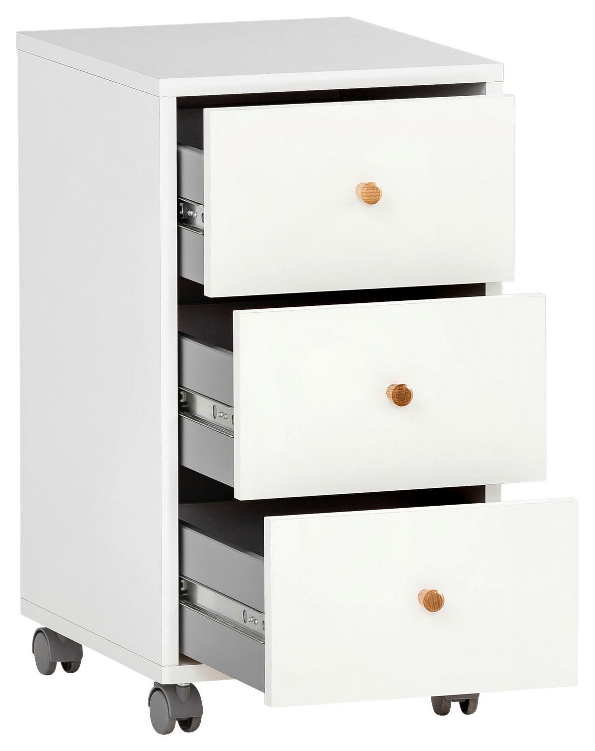 Rollcontainer Serie 500 Weiß ca. 32,6x59,7x39,1cm - Weiß, MODERN, Holz/Holzwerkstoff (32,6/59,7/39,1cm) - MID.YOU