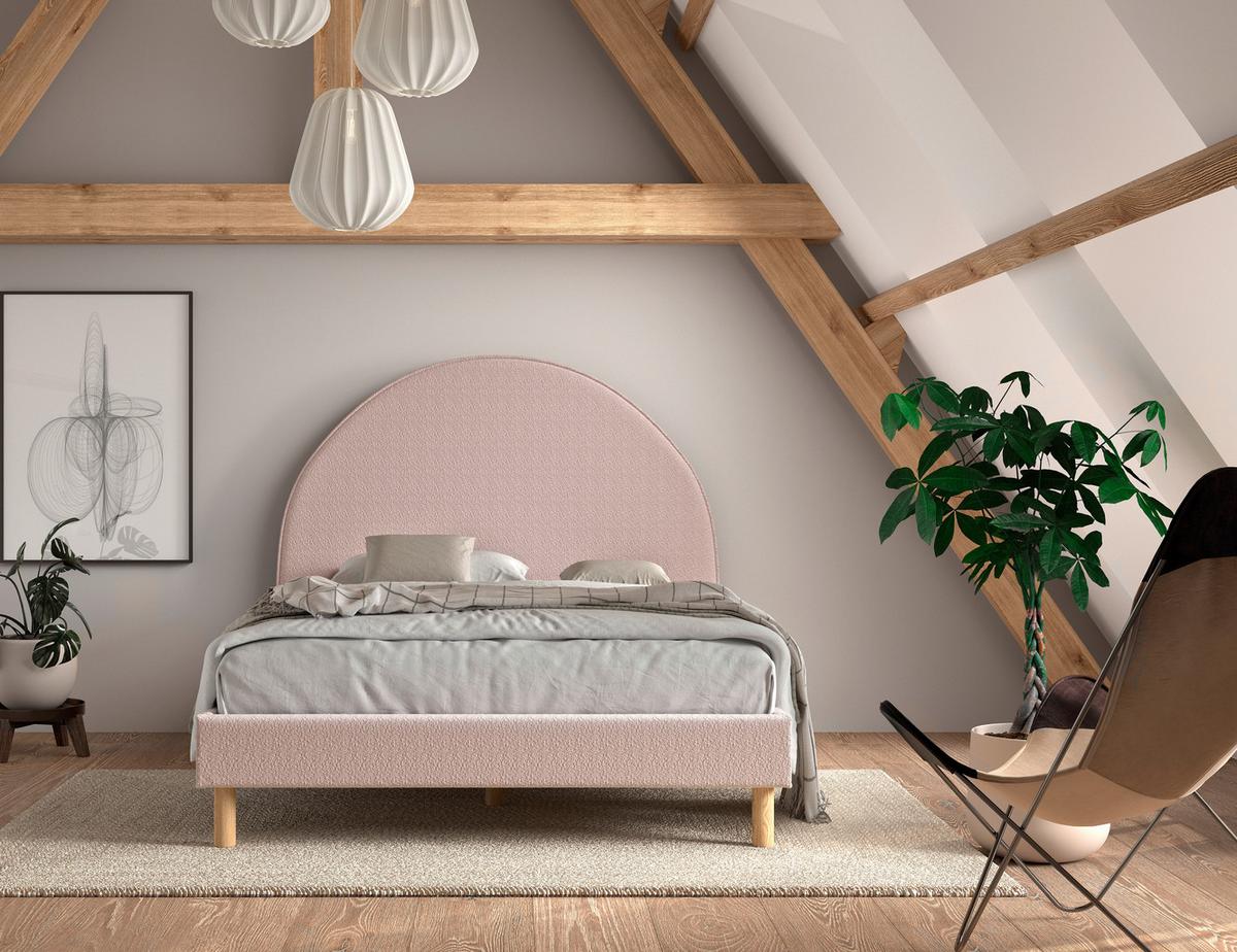 Kinder-/Juniorbett Moon ca. 140x200 cm Rosa - Naturfarben/Rosa, ROMANTIK / LANDHAUS, Holz/Textil (140/200cm) - MID.YOU