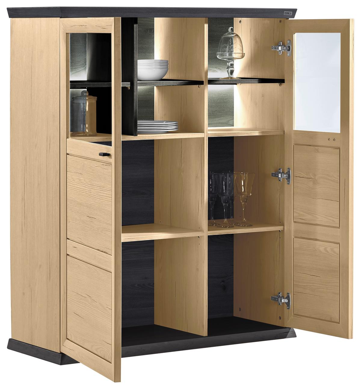 KOMODA WYSOKA BENTON - ciemnoszary/dąb artisan, Romantik / Landhaus, materiał drewnopochodny/metal (110/134/43cm) - Hom`in