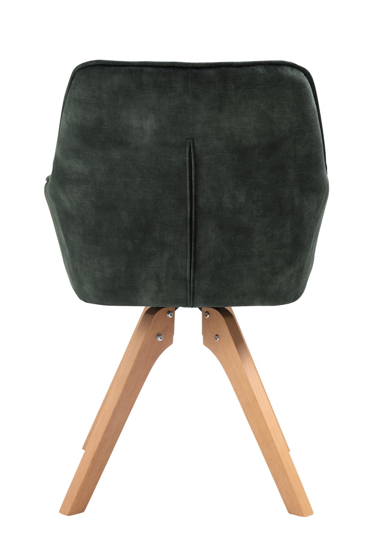 Naslanjač Samt, Temno Zelena, Vrtljiv - barve hrasta/temno zelena, Moderno, tekstil/les (59/85/61cm) - Livetastic