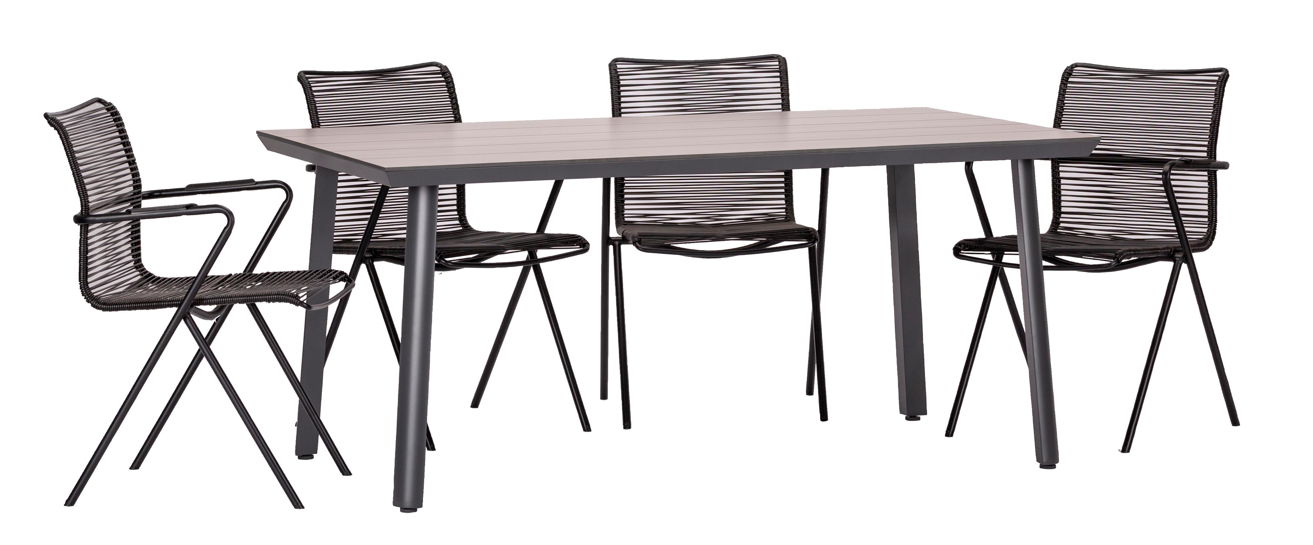 Vrtna Garnitura Acamp, 5-Delni Set, Zložljivi Stoli - barva tikovine/črna, Basics, kovina/umetna masa (92/73/160cm) - Gardenson