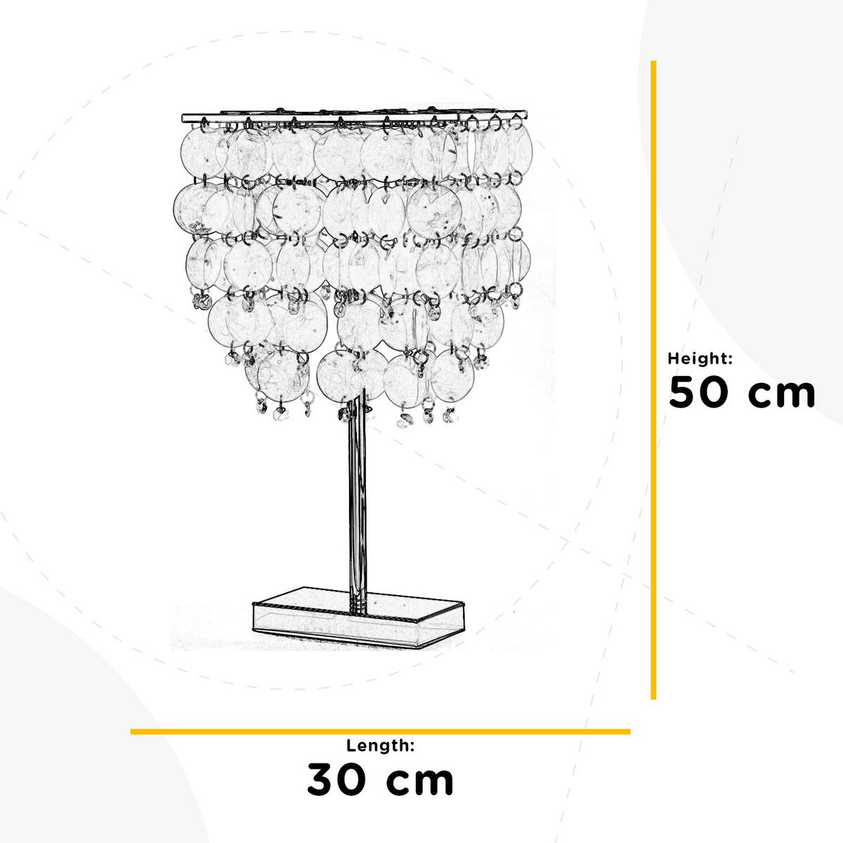 Asztali Lámpa 4766/lg - krómszínű/gyöngyház, Basics, műanyag/természetes anyagok (30/30/50cm)