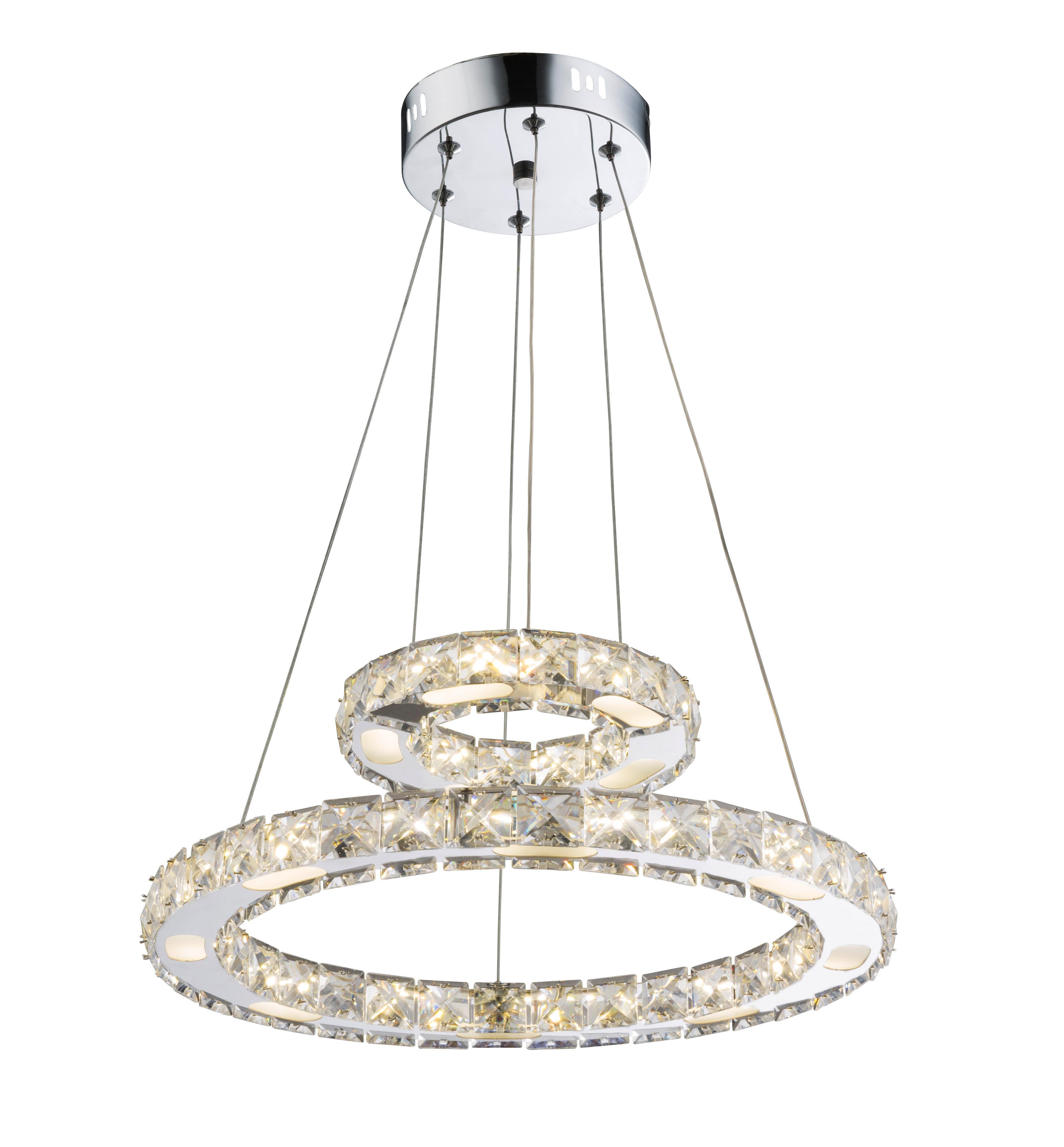 LED-Hängeleuchte max. 24 Watt 'Marilyn' - Chromfarben, Design, Kunststoff/Metall (40/150cm)